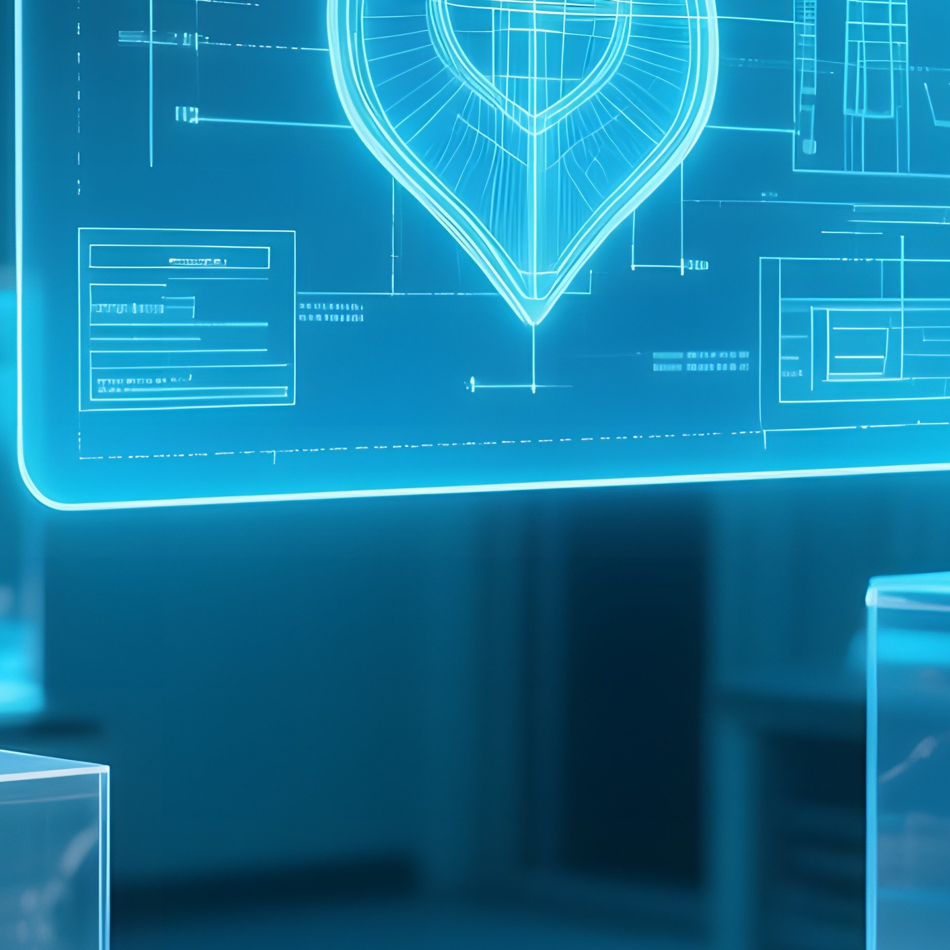 A High‑Tech Fashion Lab Illuminated By Cool Blue Leds, Transparent Workstations Displaying - Full Resolution Quality Preview