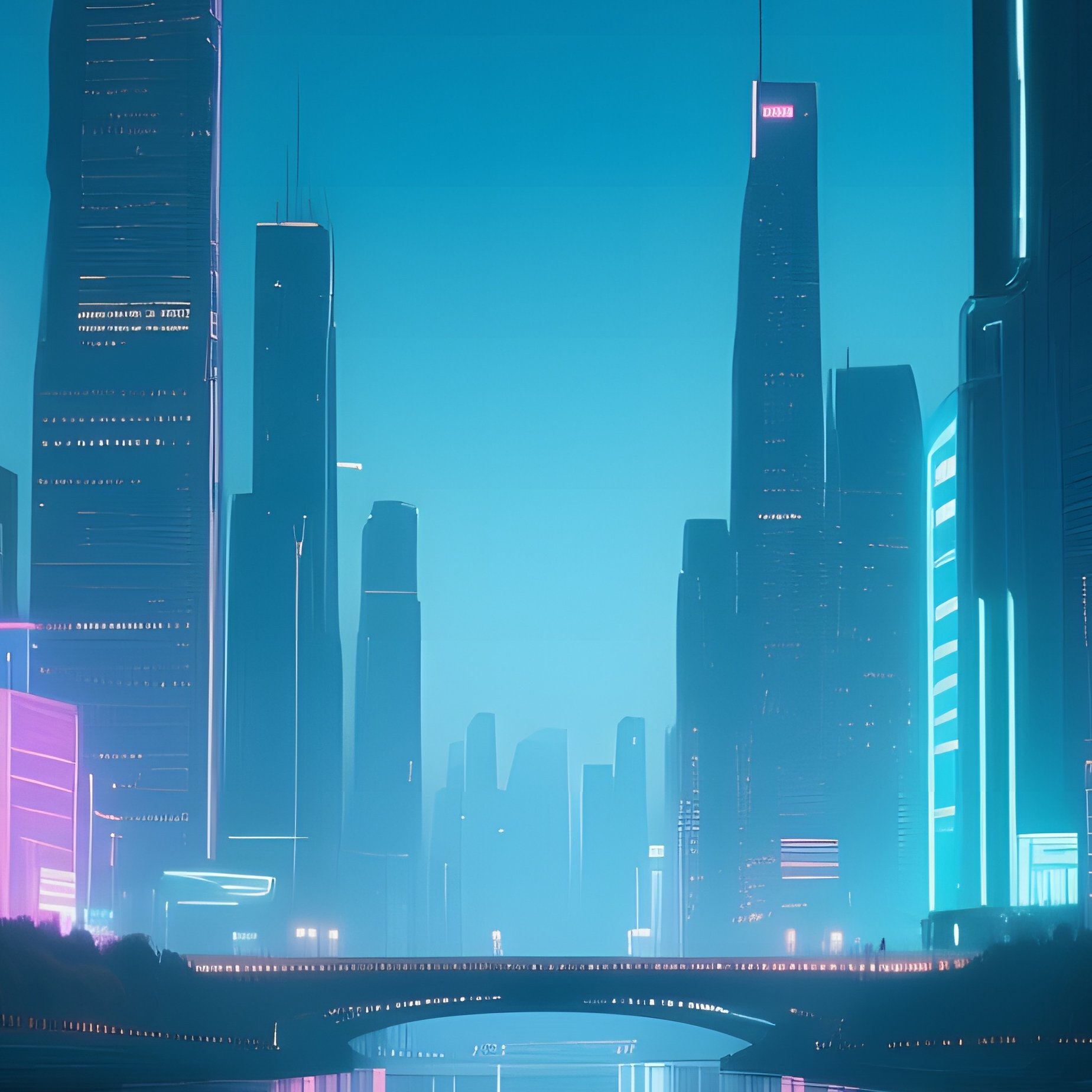 A High‑Tech Futuristic Cityscape Reflected In A Calm River At Night, Neon Lights Shimmering On - Full Resolution Quality Preview