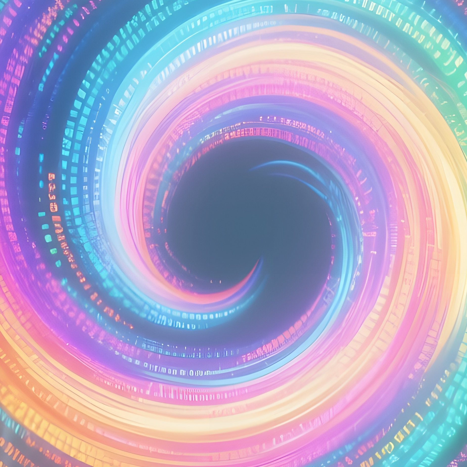 A High‑Tech Lab With Transparent Walls, Scientists Observing A Swirling Vortex Of Multicolored Code - Full Resolution Quality Preview