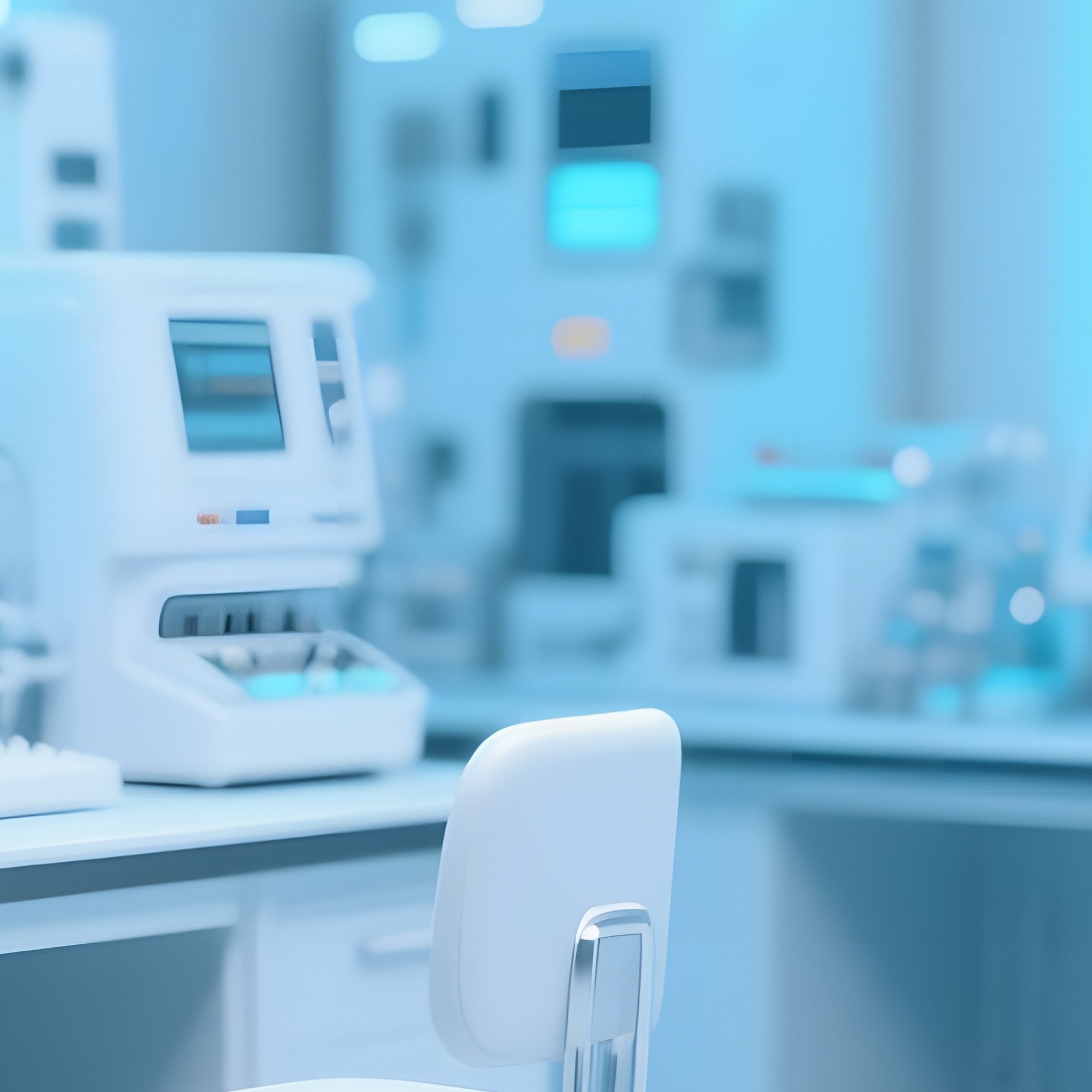 A High‑Tech Laboratory Filled With Futuristic Equipment, All Components Modeled In Glossy White And - Full Resolution Quality Preview