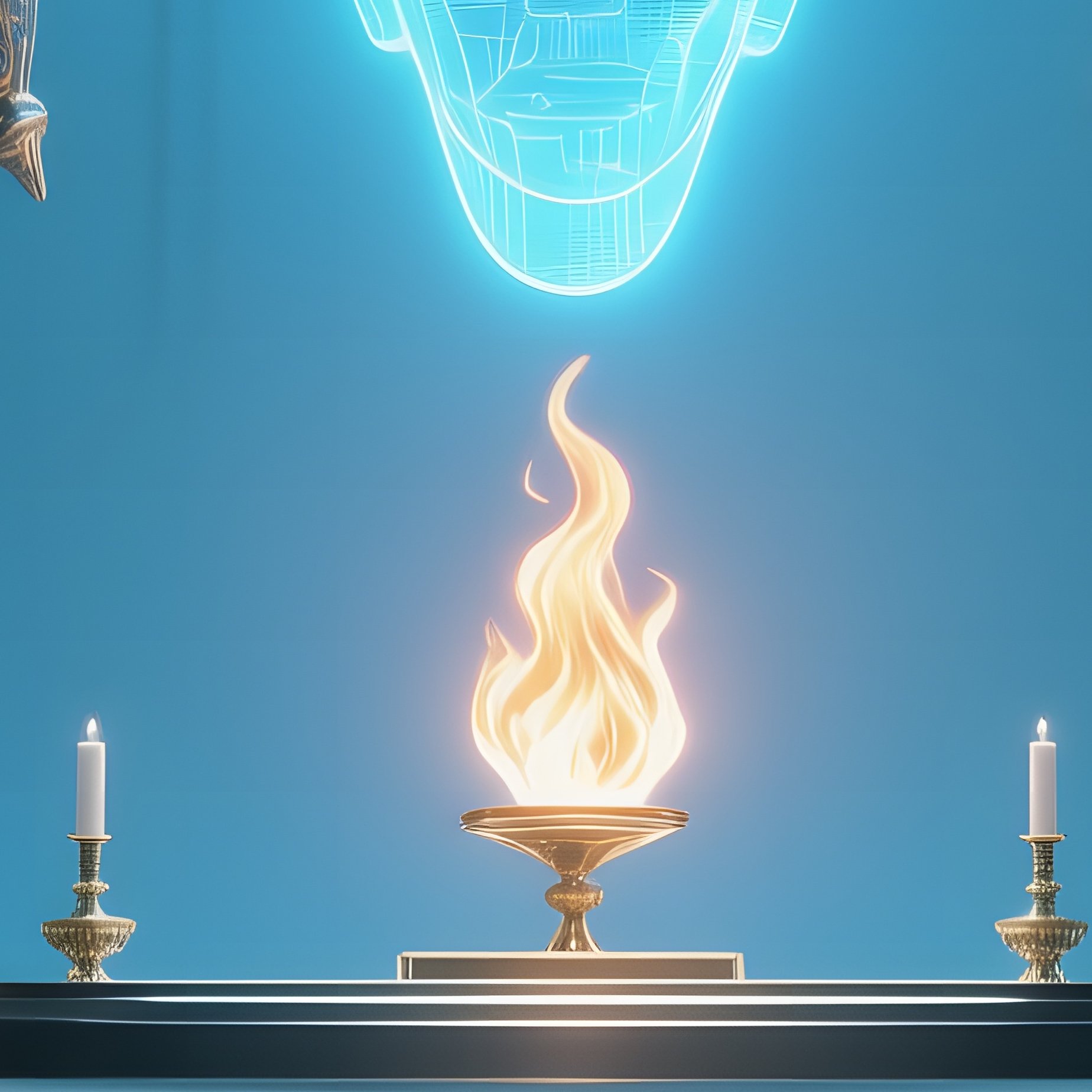 A High‑Tech Space Station Altar With Zero‑Gravity Floating Relics, Soft Blue Lighting, A - Full Resolution Quality Preview