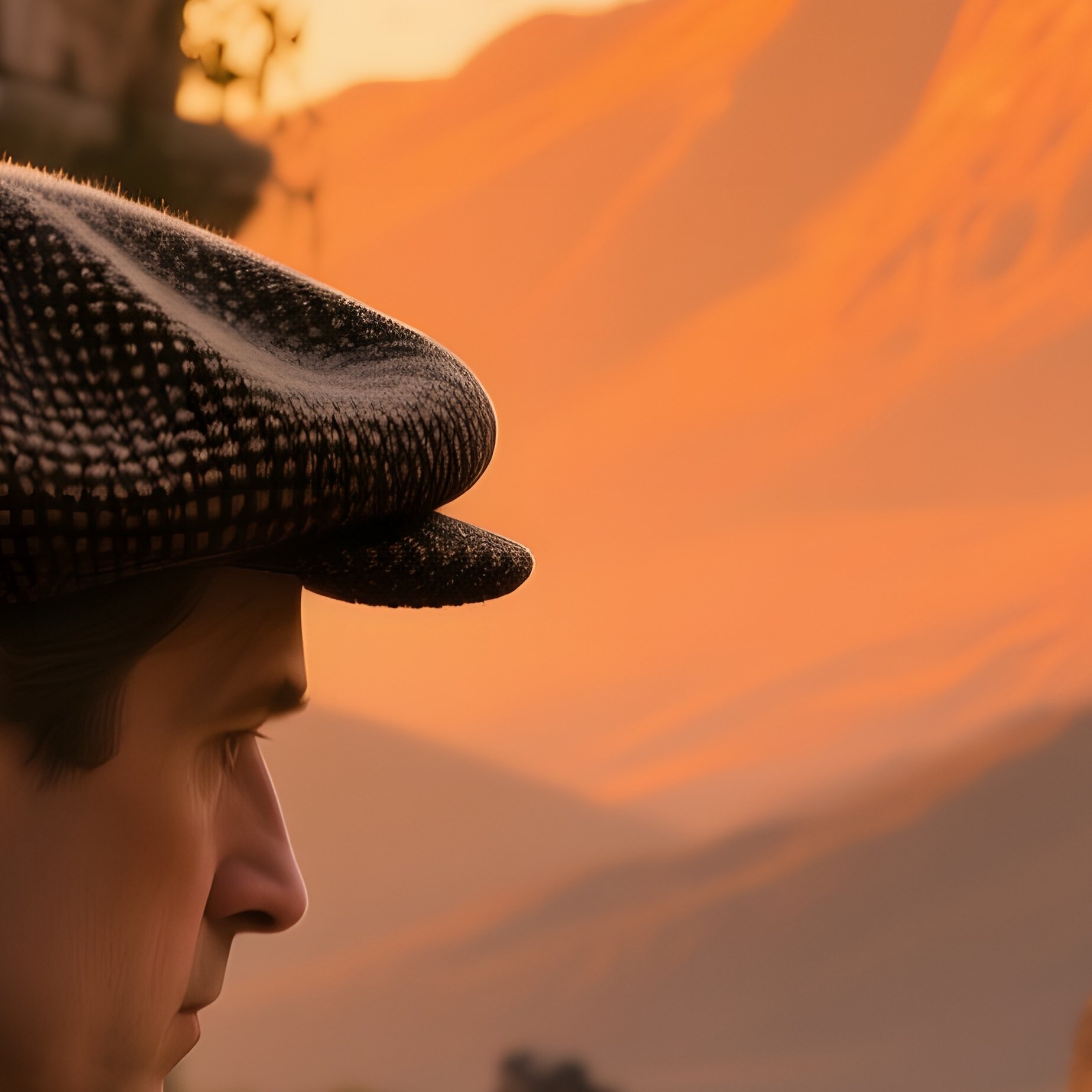 A Historian In A Tweed Hat Examines Ancient Ruins At Golden Hour, Vines Crawling Over Stone Arches - Full Resolution Quality Preview