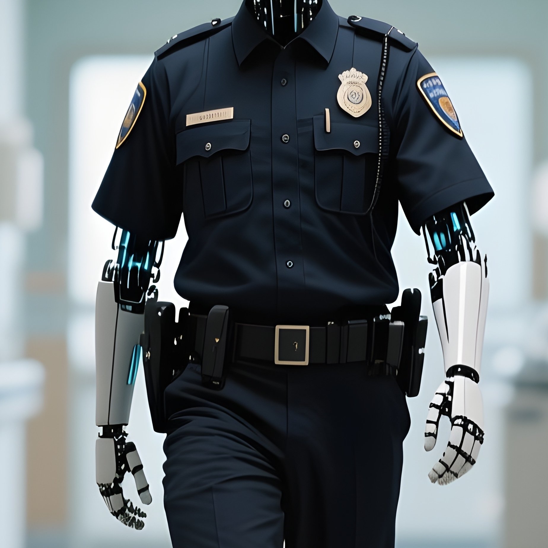 A Hospital Security Guard Walking Through The Main Hallway - Full Resolution Quality Preview