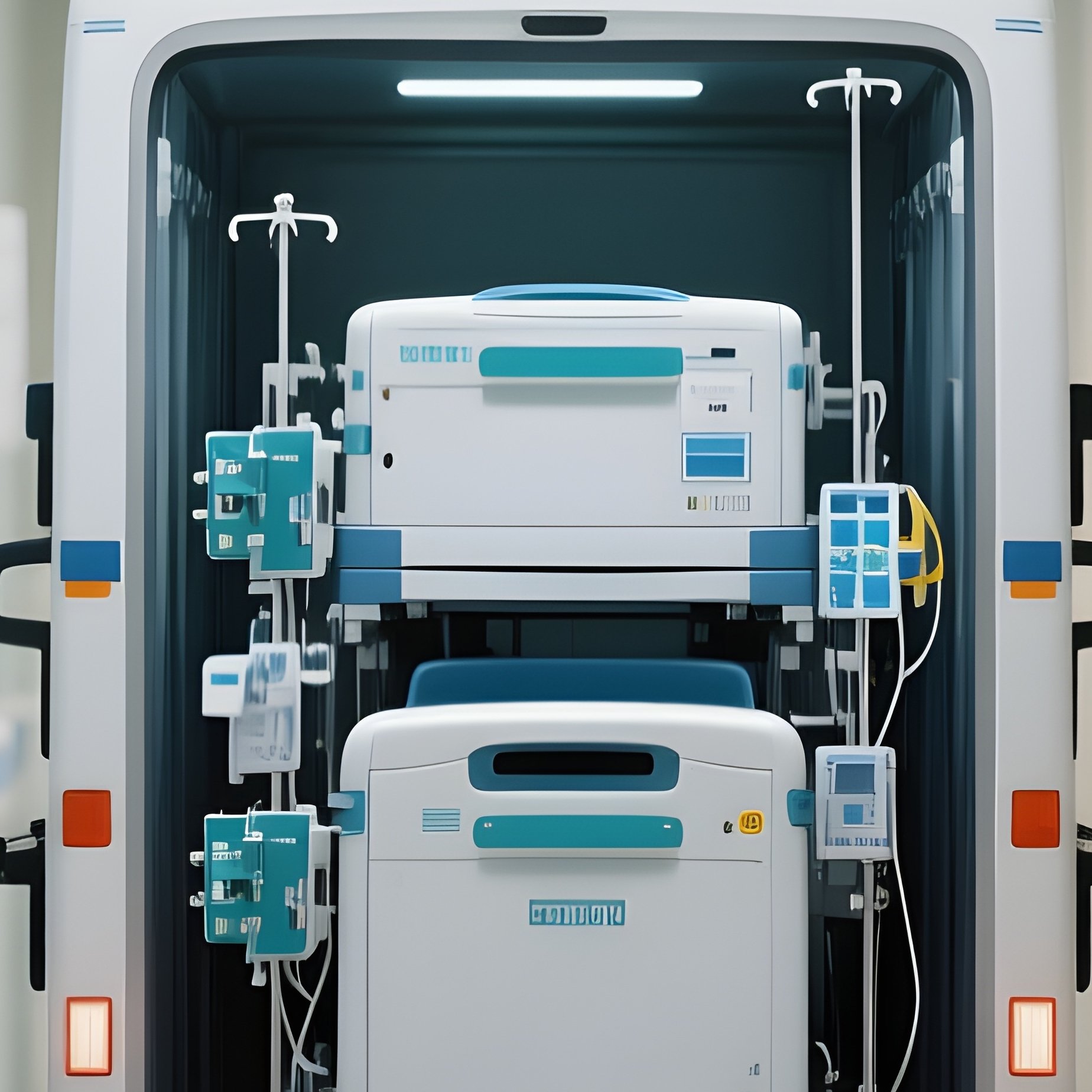 A Hospital Transporter Moving Equipment Down The Hallway - Full Resolution Quality Preview