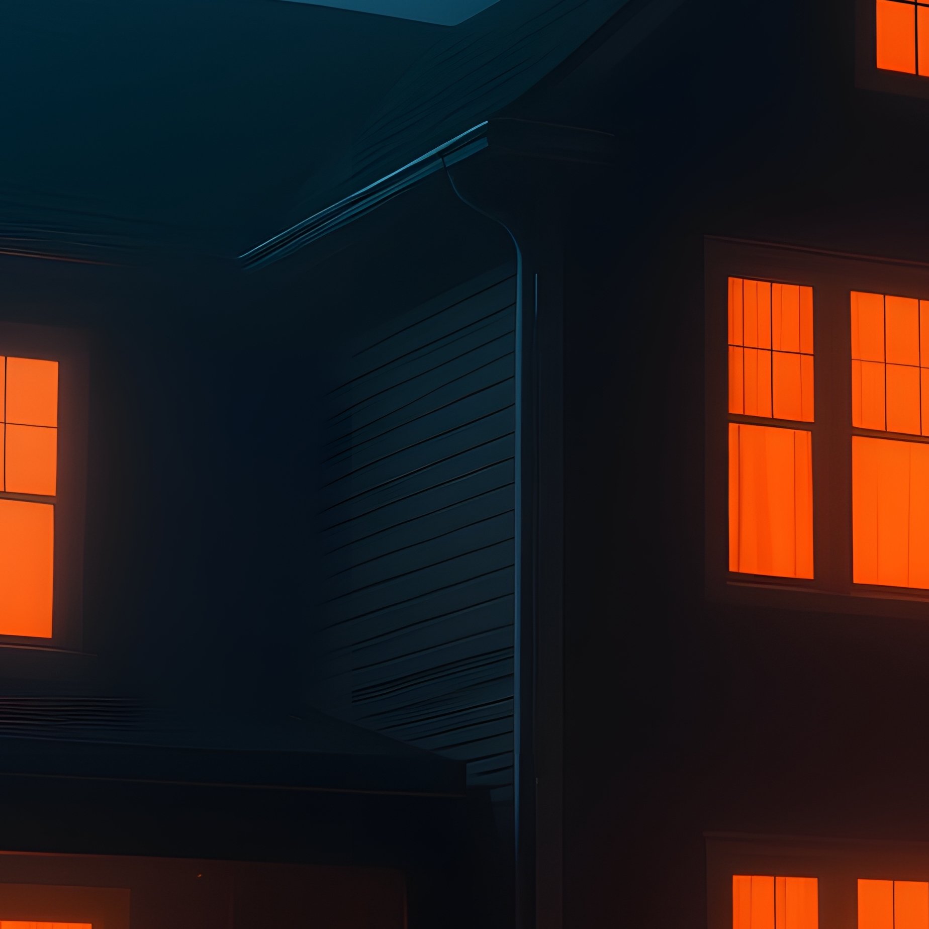 A House At Night Illuminated From Within Night Scene House - Full Resolution Quality Preview