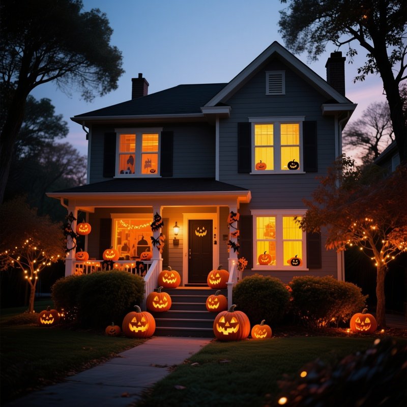 A House Decorated For Halloween Halloween House