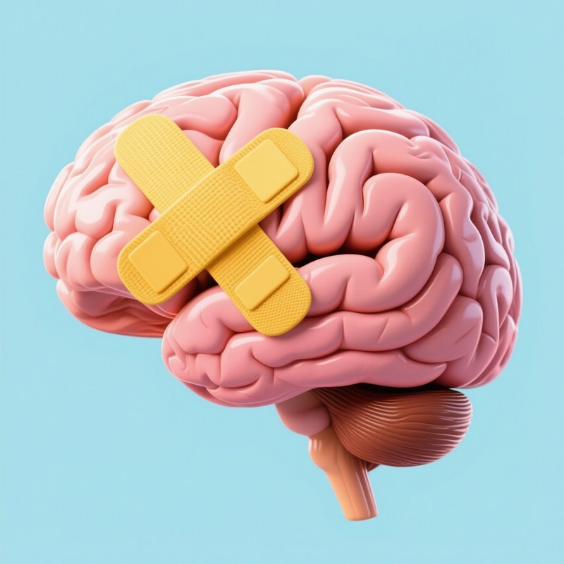 A Human Brain With A Bandage Brain Healing