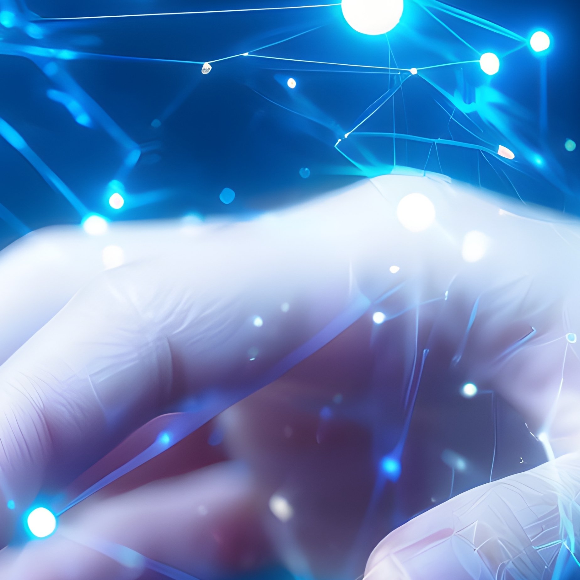 A Human Hand Interacting With A Digital Network Digital Art - Full Resolution Quality Preview