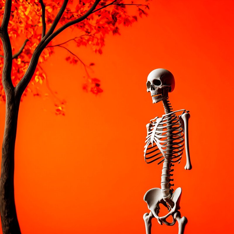 A Human Skeleton Skeleton Orange Background
