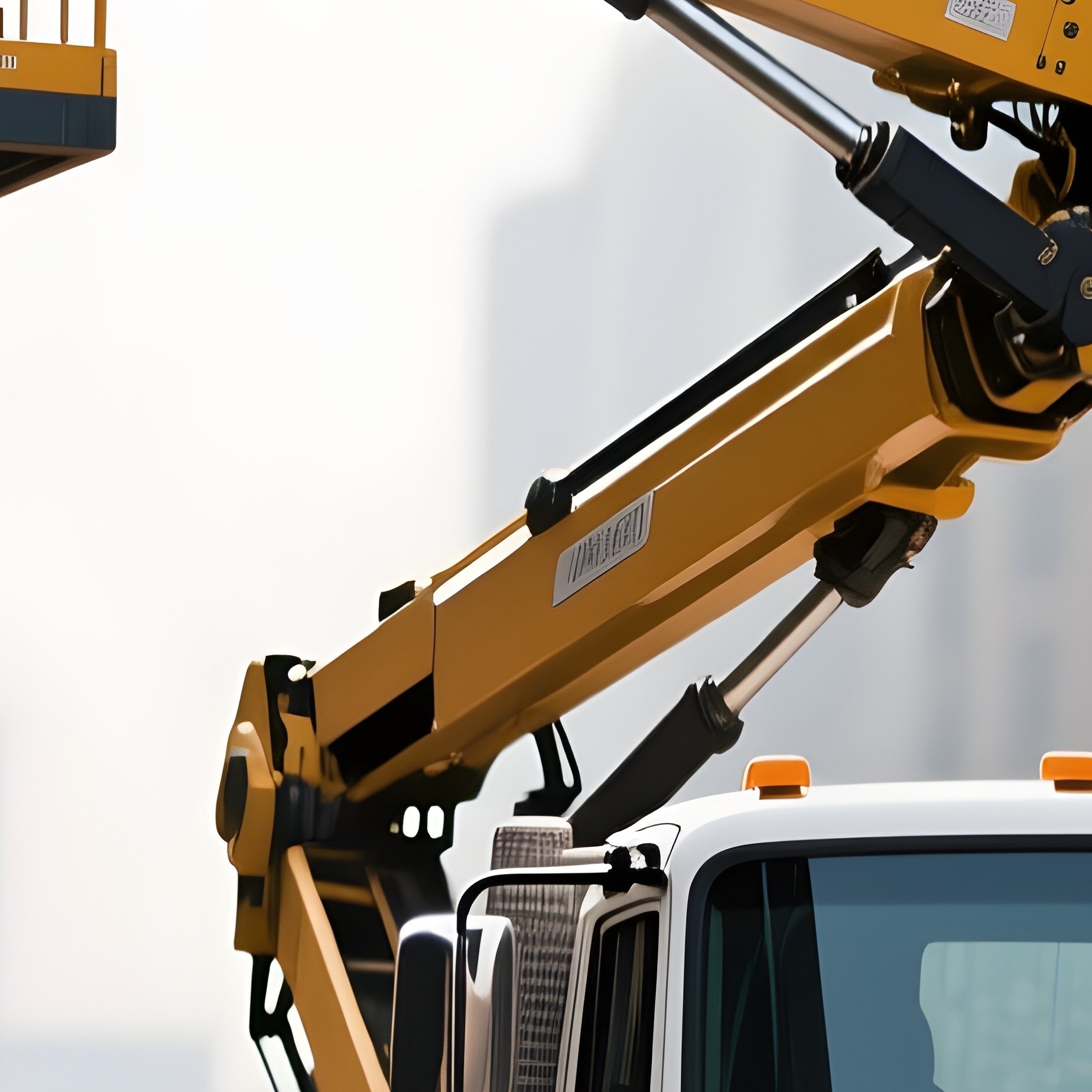 A Hydraulic Lift Truck Servicing Streetlights On A Busy Avenue - Full Resolution Quality Preview