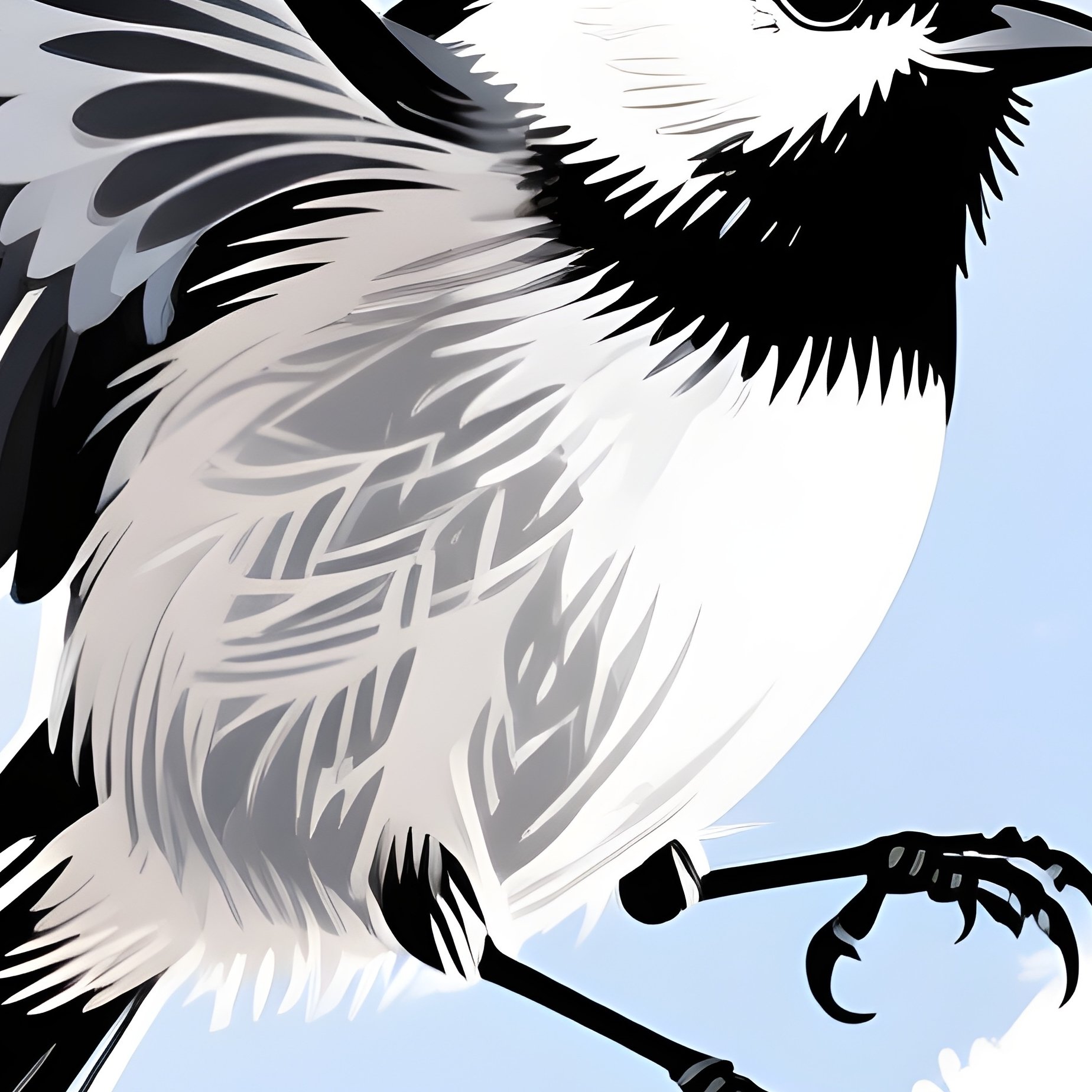 A Illustration Of A Black Capped Chickadee In Flight Over A Frosty Tree - Full Resolution Quality Preview