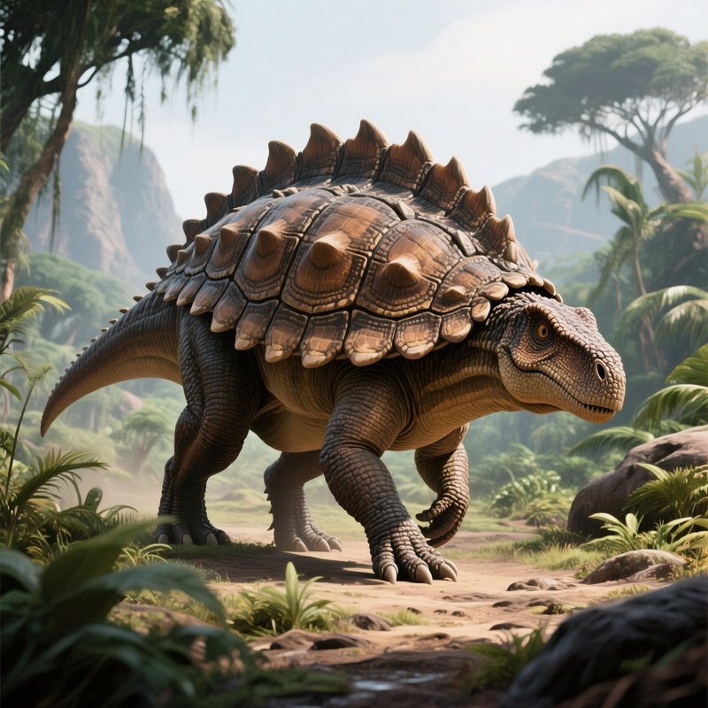 A Illustration Of A Nodosaurus Dinosaur Resembling A Fossil