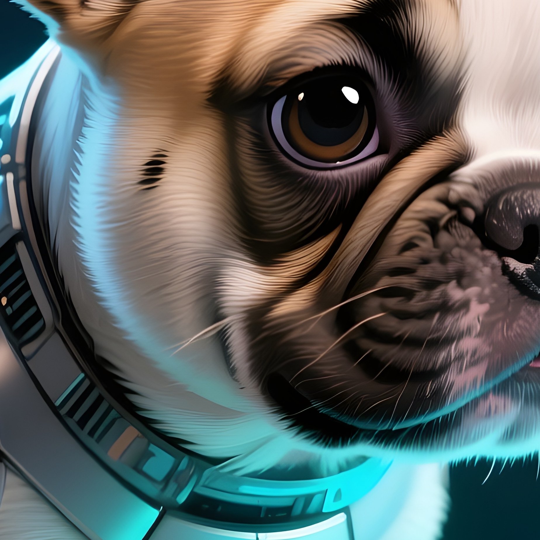 A Illustration Of A Puppy French Bulldog With Science Fiction Elements - Full Resolution Quality Preview