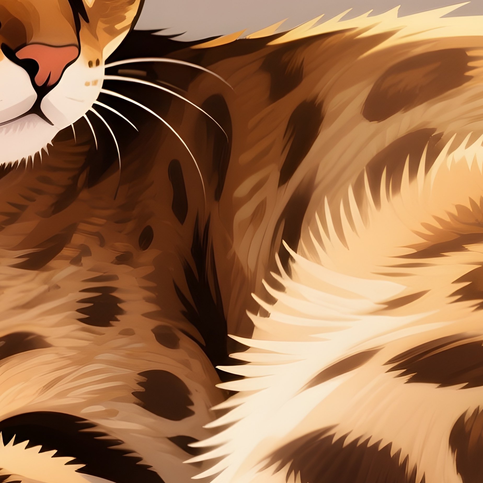 A Illustration Of A Savannah Cat Curled Up Into A Perfect Ball - Full Resolution Quality Preview