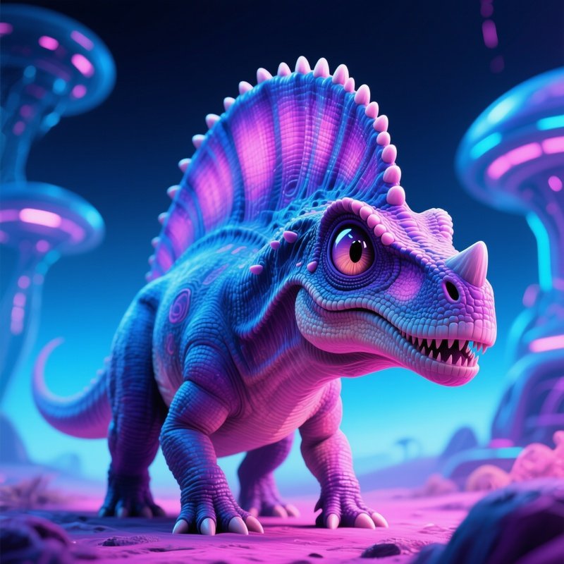 A Illustration Of An Amargasaurus As A Science Fiction Alien