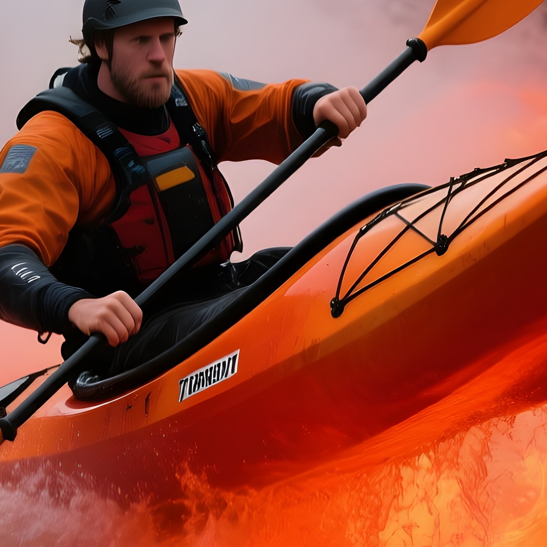 A Kayaker Battling A Raging Lava River - Full Resolution Quality Preview
