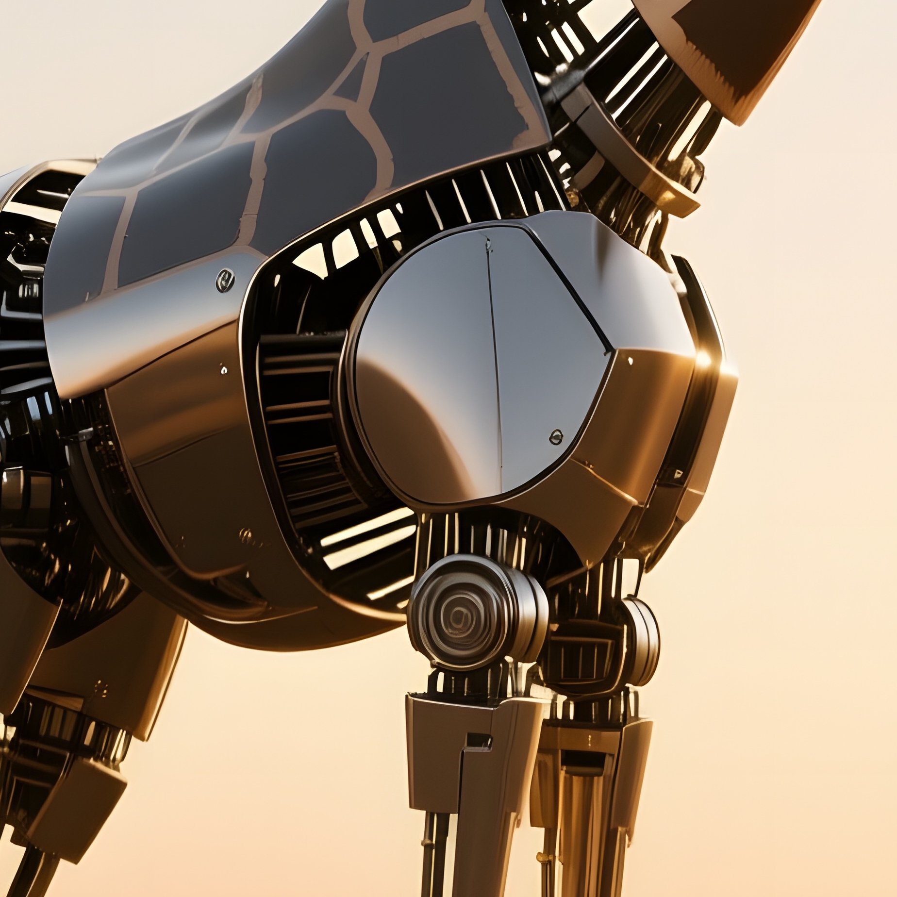 A Kinetic Metal Giraffe With Rotating Segments Standing On A Savanna Plain At Golden Hour, Long - Full Resolution Quality Preview