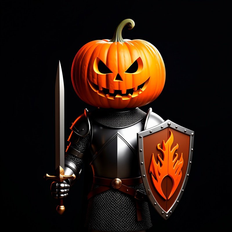 A Knight With A Pumpkin Head Halloween Knight