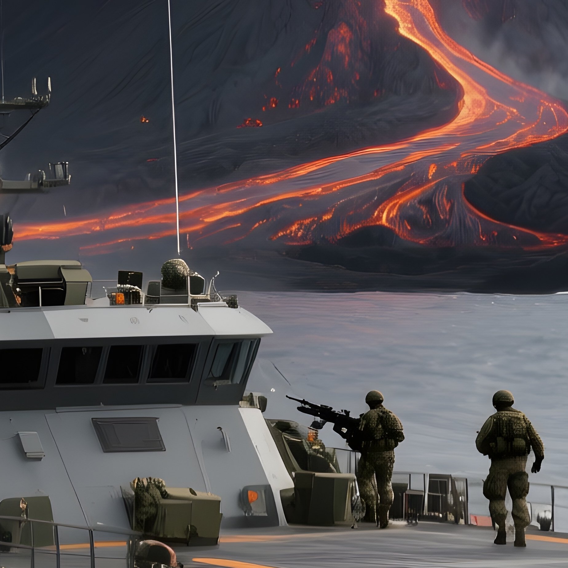 A Landing Ship Sailing Toward Distant Islands Military Operation - Full Resolution Quality Preview