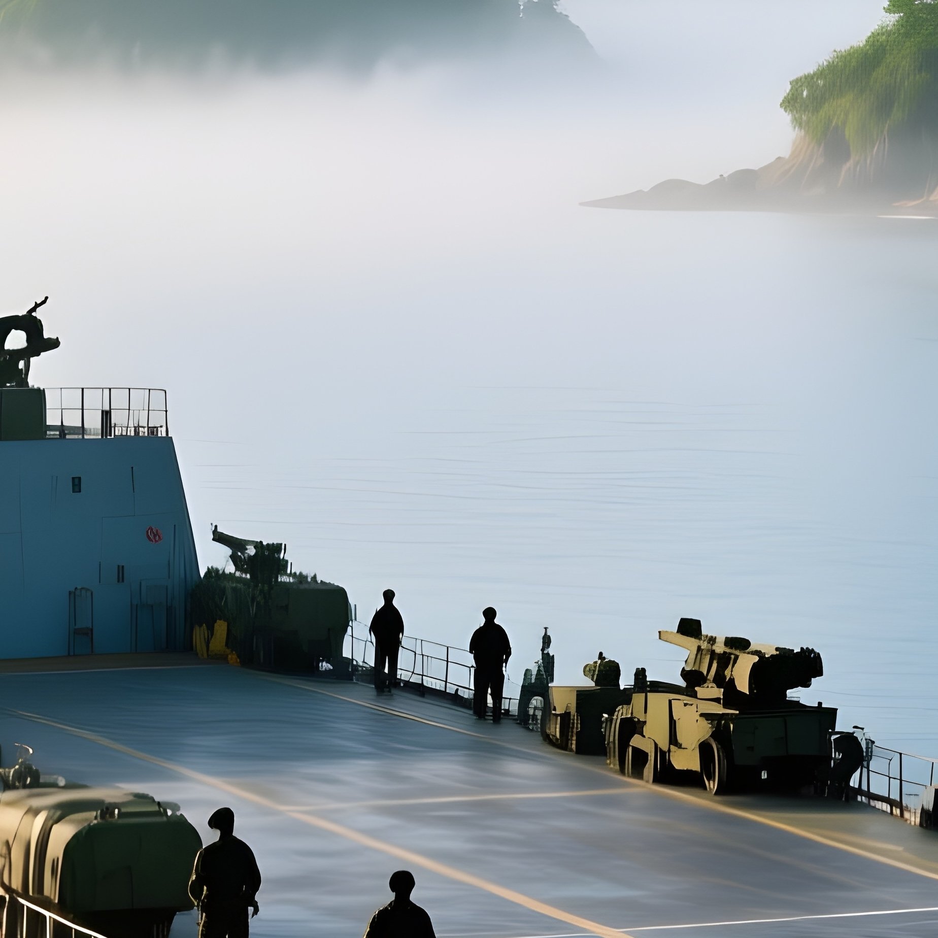 A Landing Ship Sailing Toward Distant Islands - Full Resolution Quality Preview