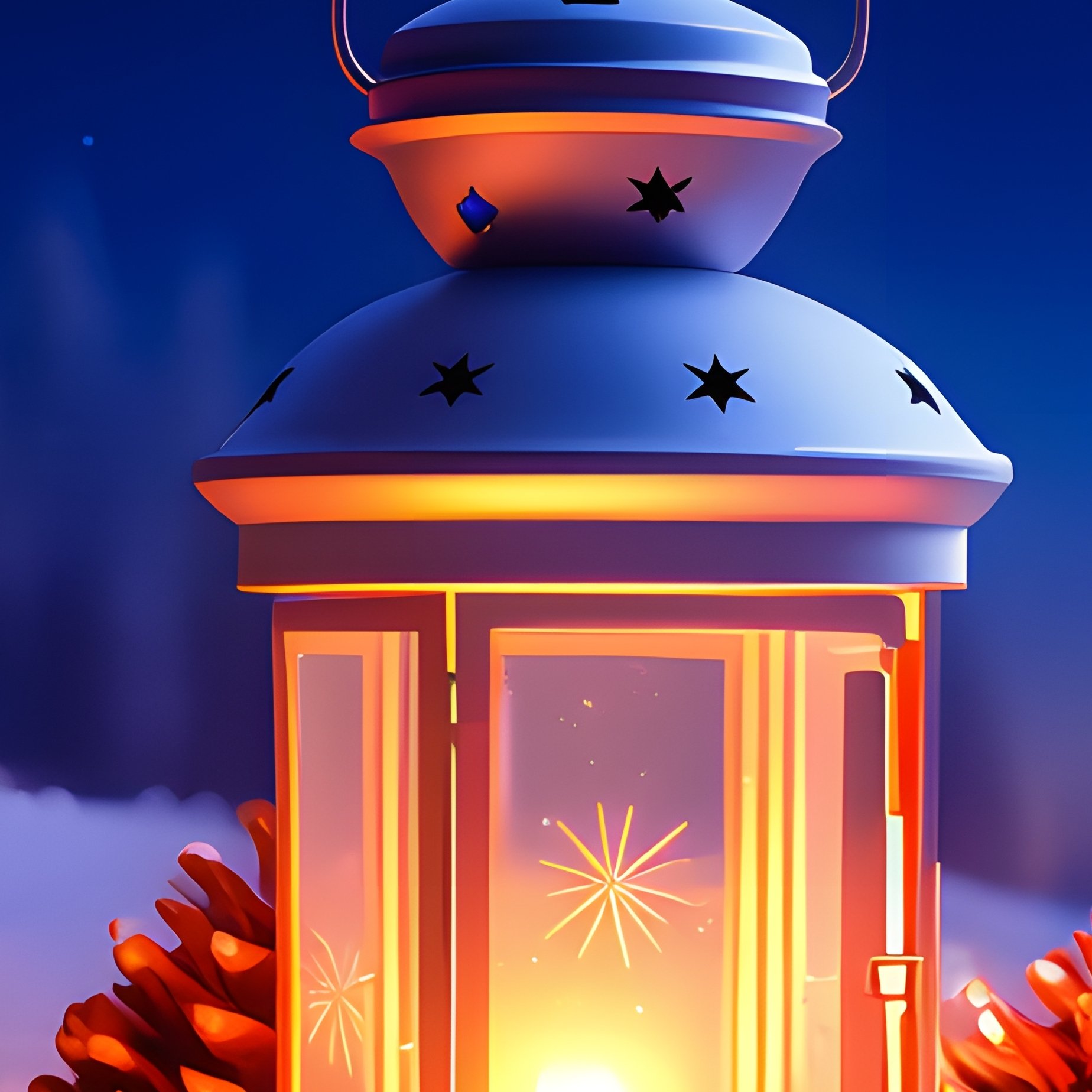 A Lantern On A Snowy Landscape At Night Lantern Snow - Full Resolution Quality Preview