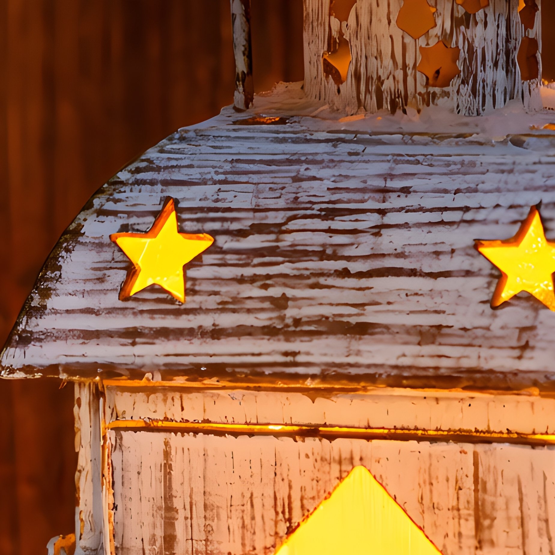 A Lantern With Star Cutouts Illuminating A Festive Scene - Full Resolution Quality Preview