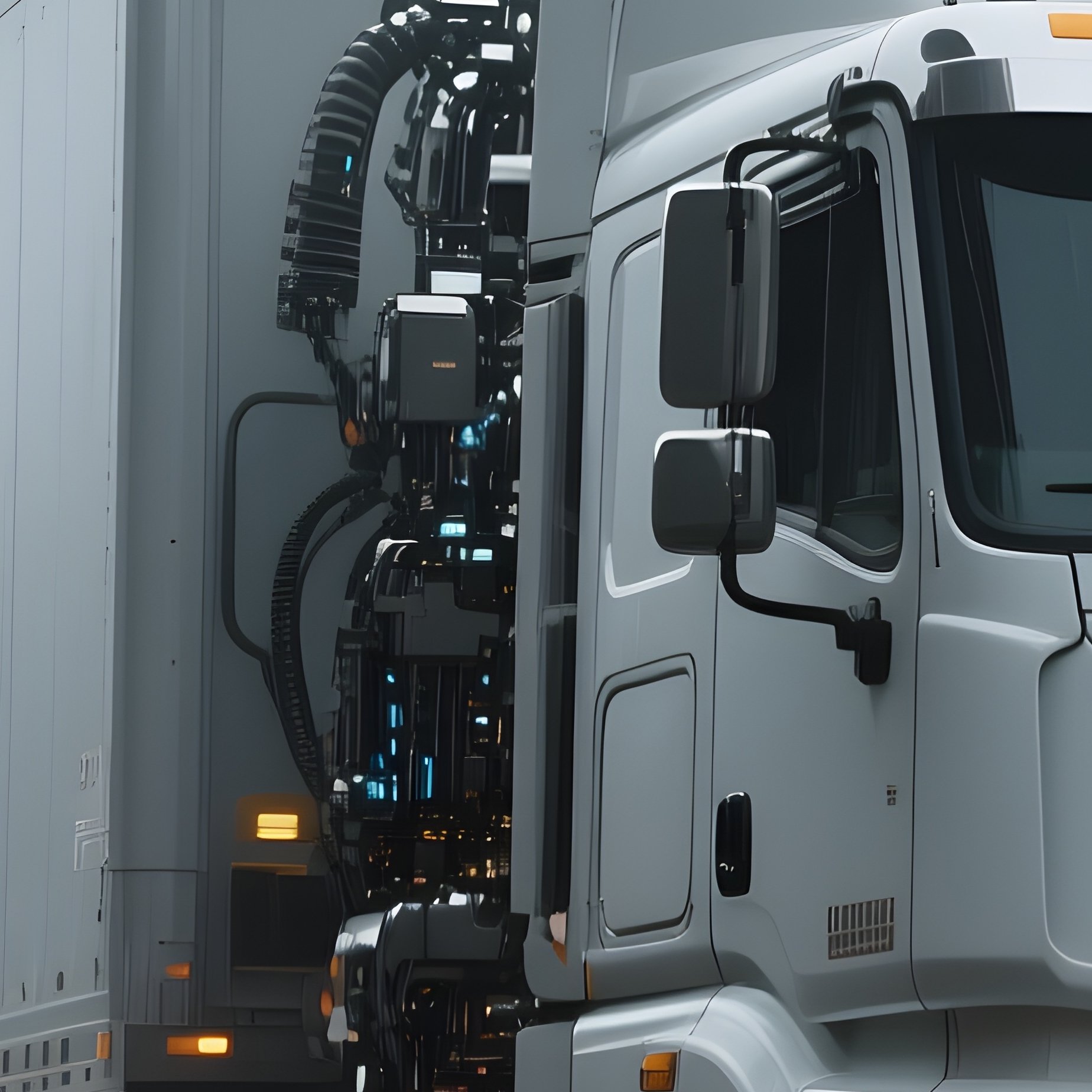 A Large Articulated Truck Navigating Through A Dense Fog Bank - Full Resolution Quality Preview