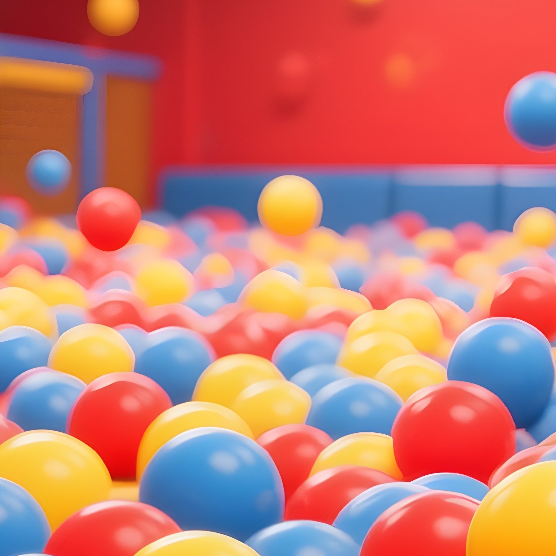 A Large Ball Pit Filled With Red Blue And Yellow Balls Under Bright Lights - Full Resolution Quality Preview