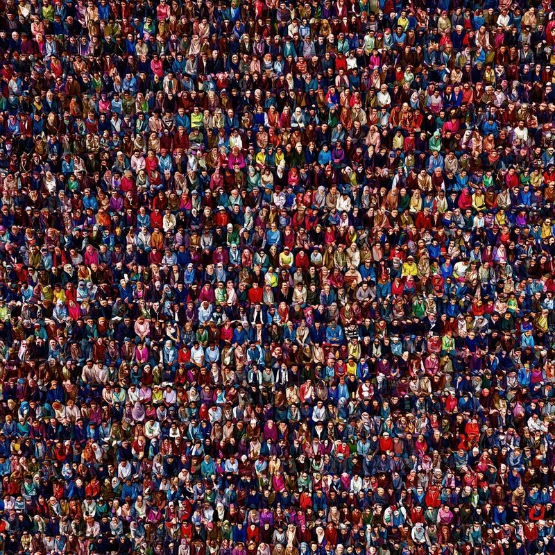 A Large Crowd Of People Crowd Aerial View