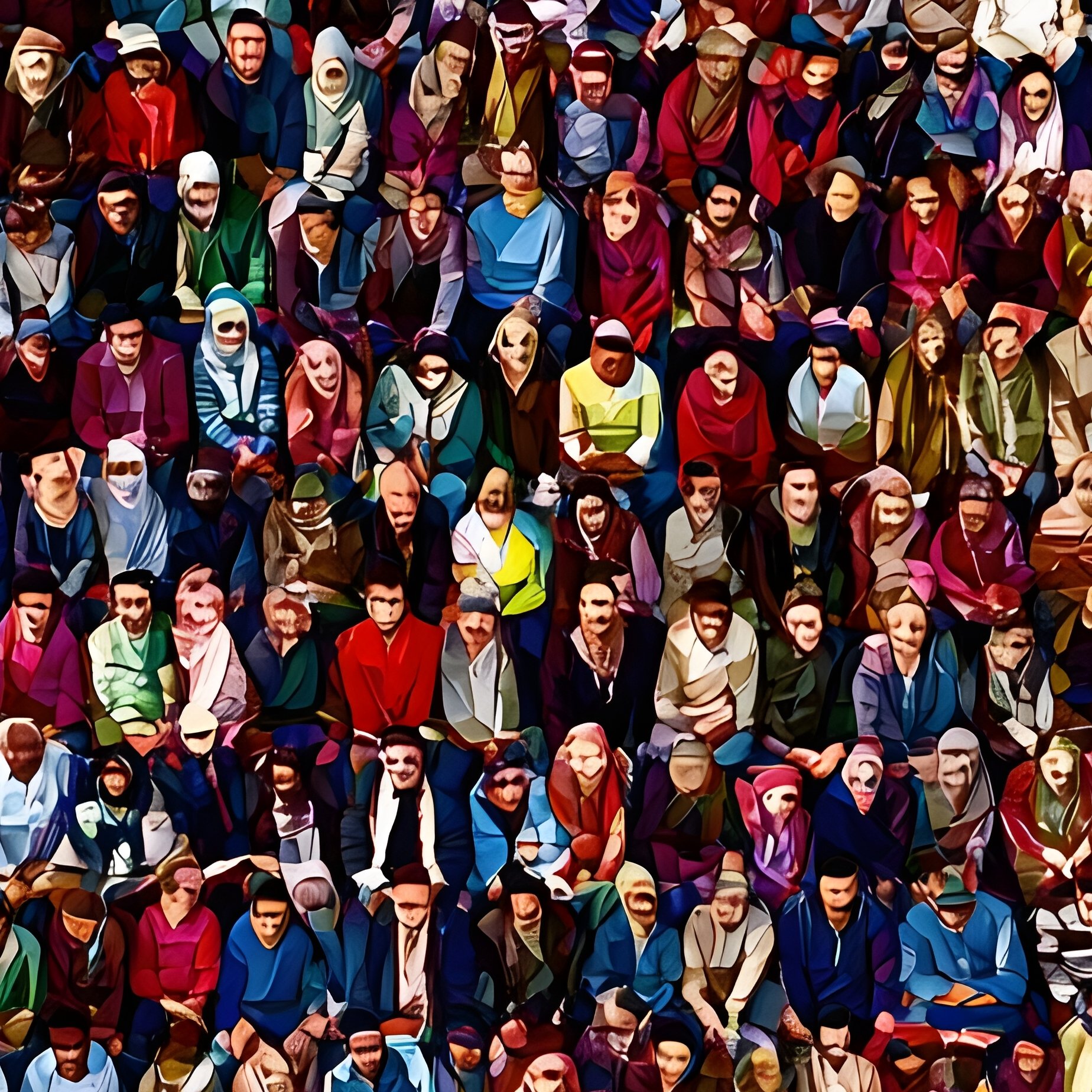 A Large Crowd Of People Crowd Aerial View - Full Resolution Quality Preview