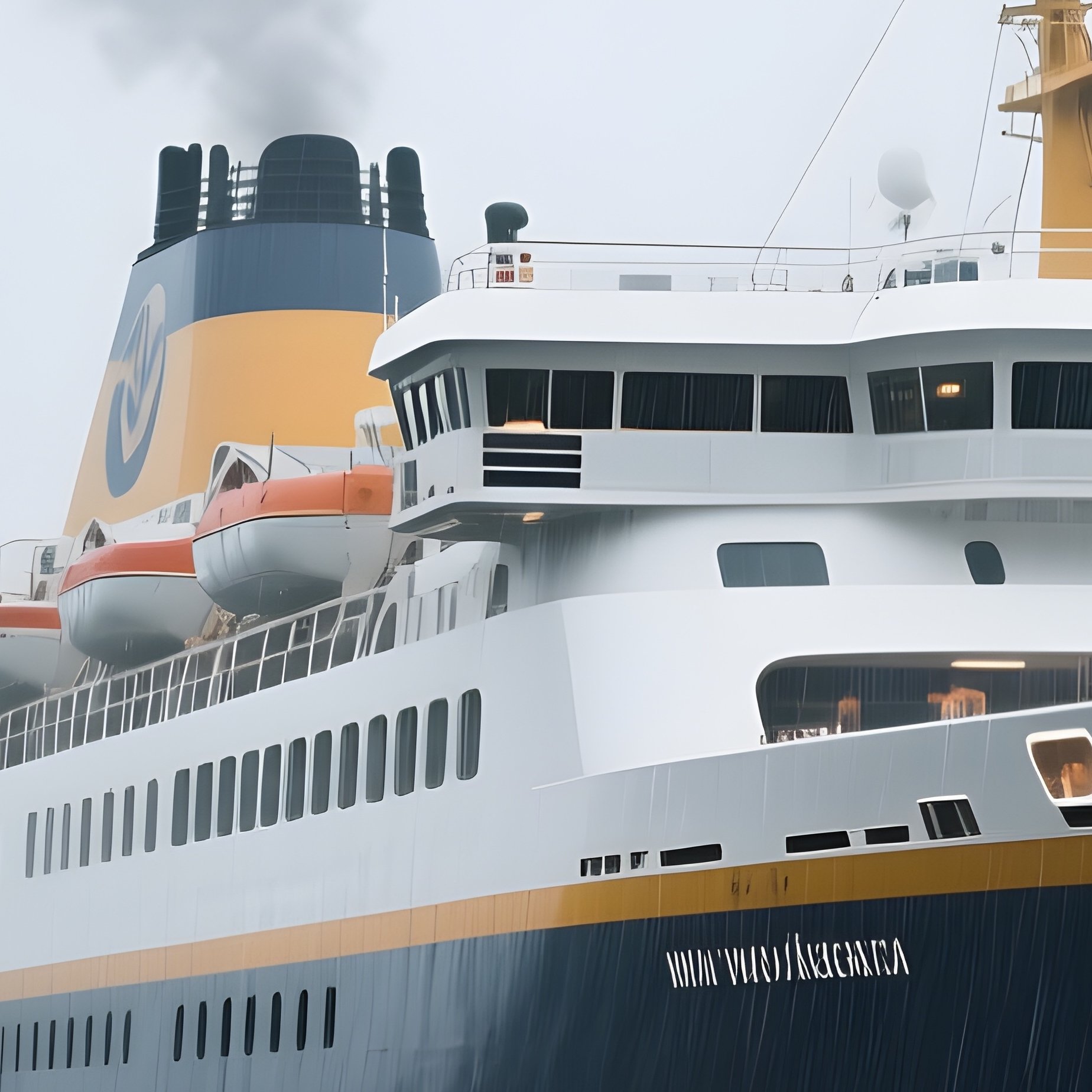 A Large Ferry Approaching A Terminal In Light Drizzle - Full Resolution Quality Preview