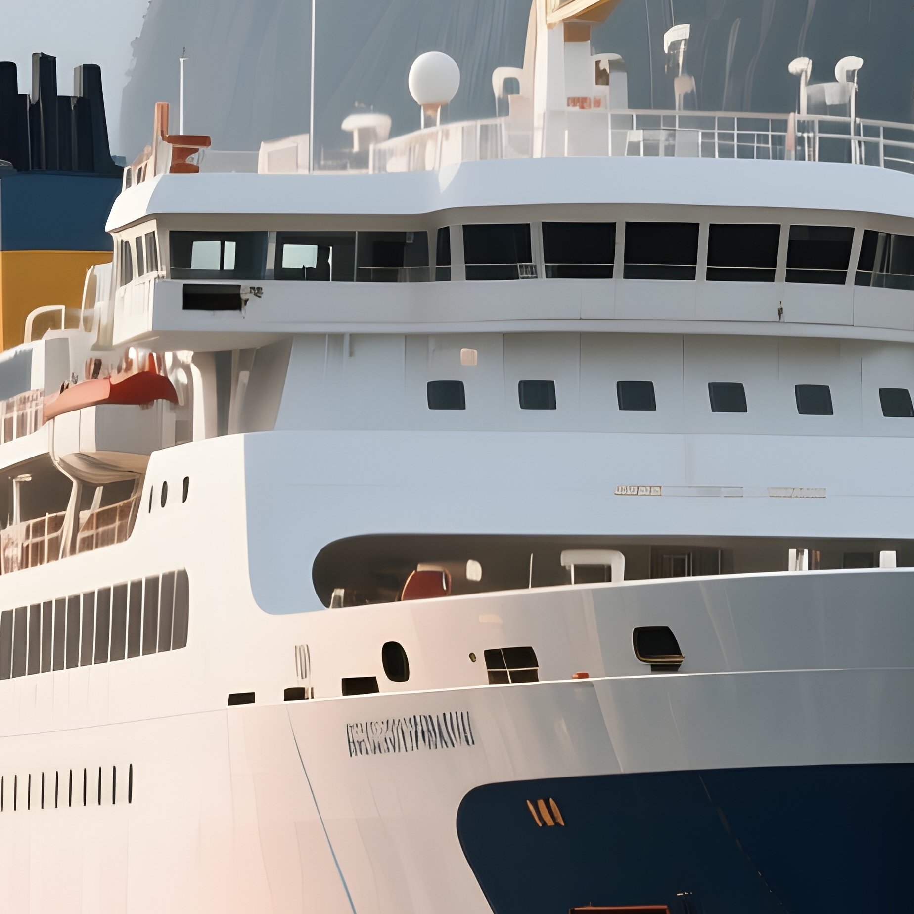 A Large Ferry Entering A Harbor Surrounded By Cliffs - Full Resolution Quality Preview