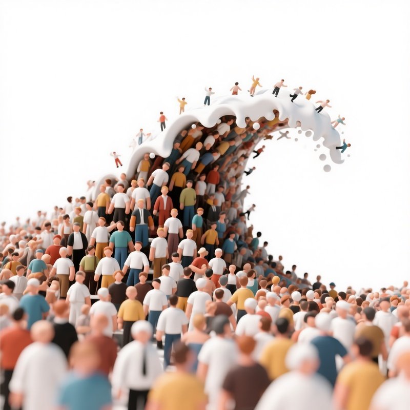 A Large Group Of People Forming A Wave Like Pattern Crowd Wave