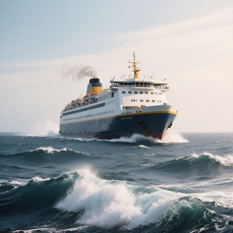 A Large Ocean Ferry Cutting Across Open Waves