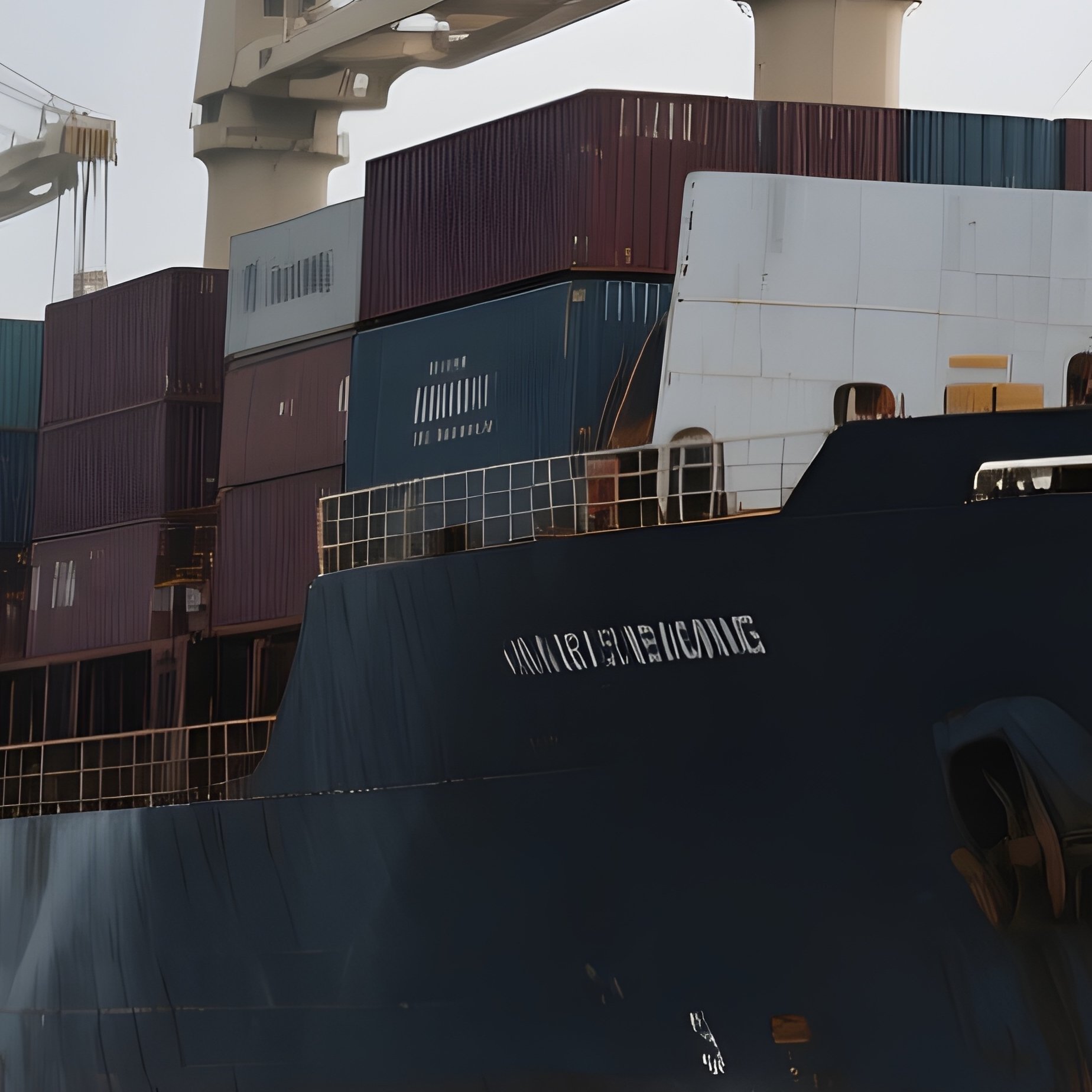 A Large Ocean Freighter Navigating Through Stormy Gray Waters - Full Resolution Quality Preview