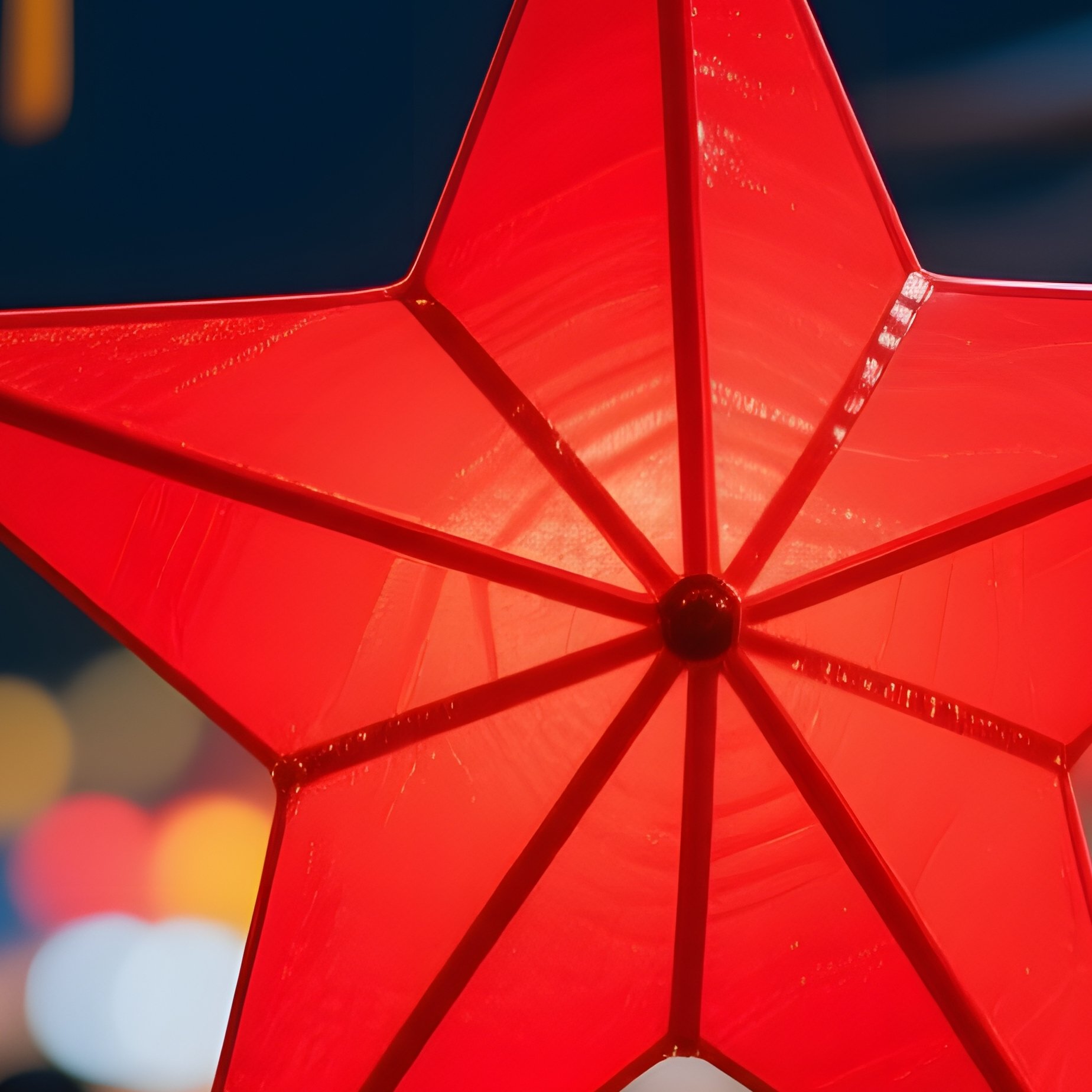 A Large Red Star Shaped Lantern Festival Lantern - Full Resolution Quality Preview