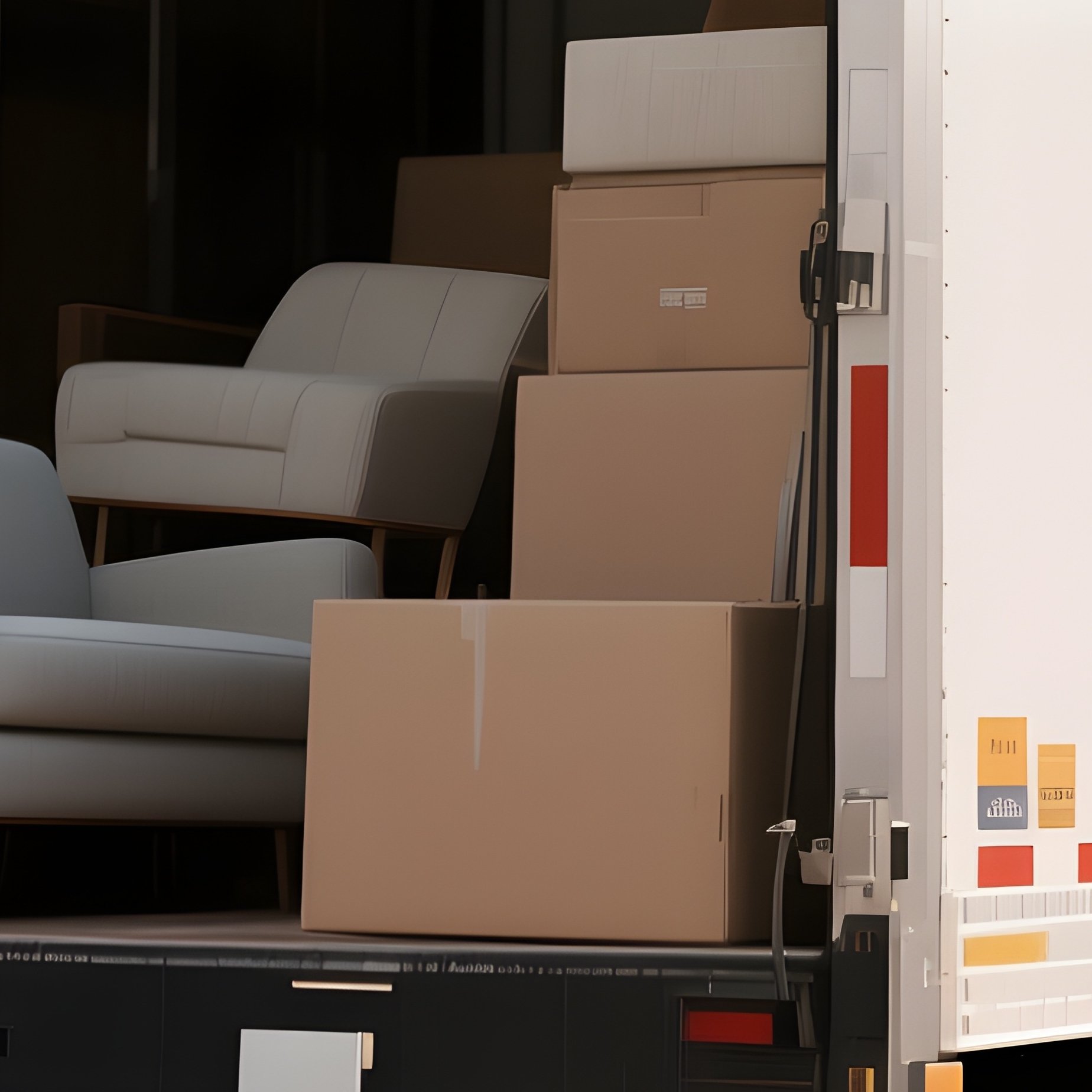 A Large Removal Truck Being Packed With Household Furniture - Full Resolution Quality Preview