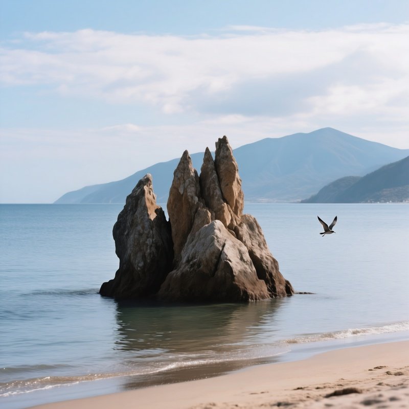 A Large Rock Formation In The Sea Nature Landscape