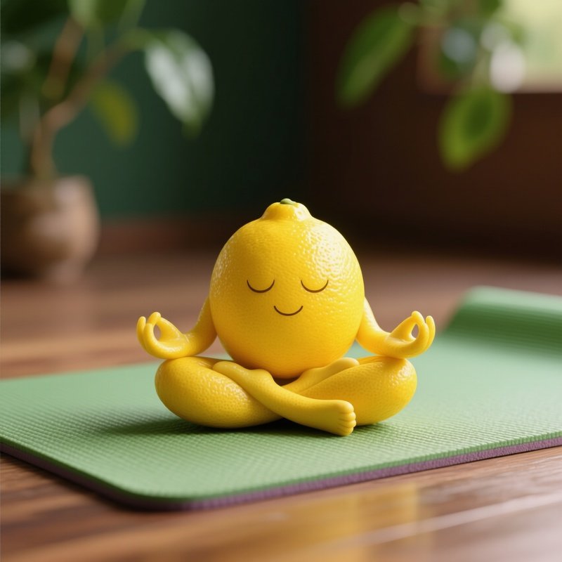 A Lemon Meditating On A Yoga Mat