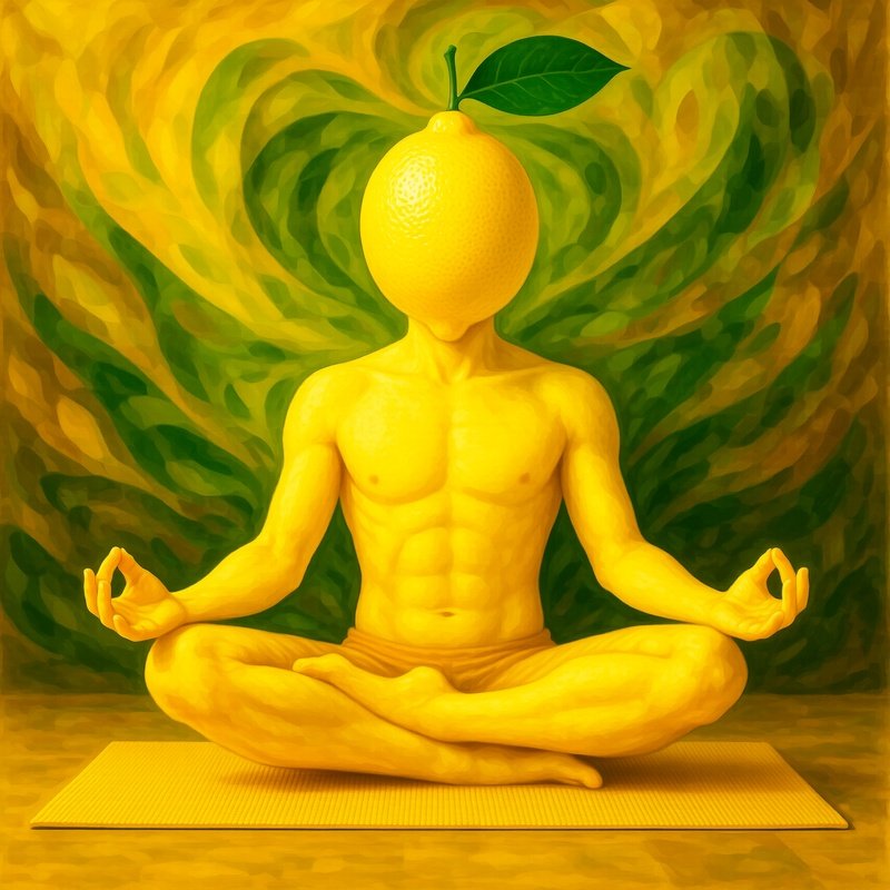 A Lemon Meditating On A Yoga Mat