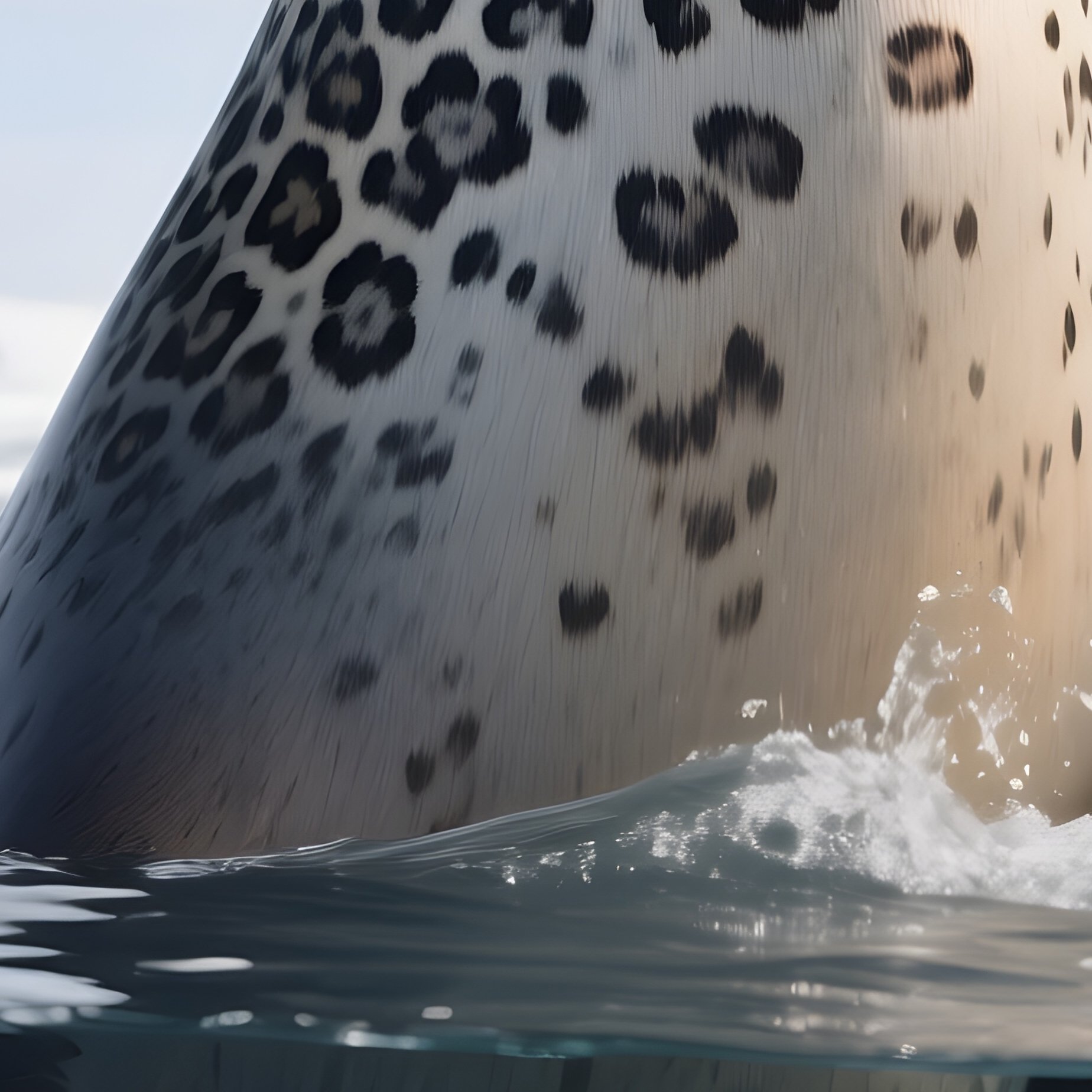 A Leopard Seal Rising Beneath Drifting Ice Shards In Antarctic Waters. - Full Resolution Quality Preview