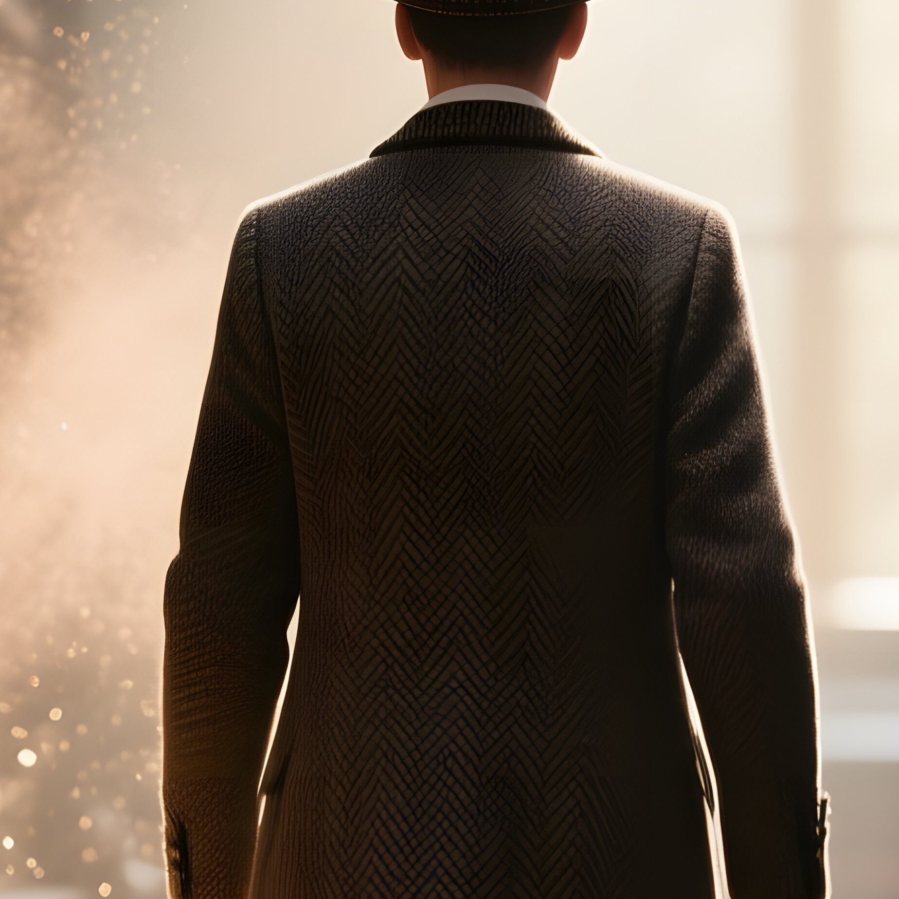 A Librarian In A Tweed Flat Cap Walks Between Towering Bookshelves In An Old Library, Dust Motes - Full Resolution Quality Preview