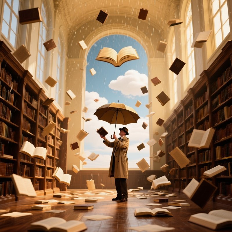 A Library Where Books Fall From The Ceiling Like Rain