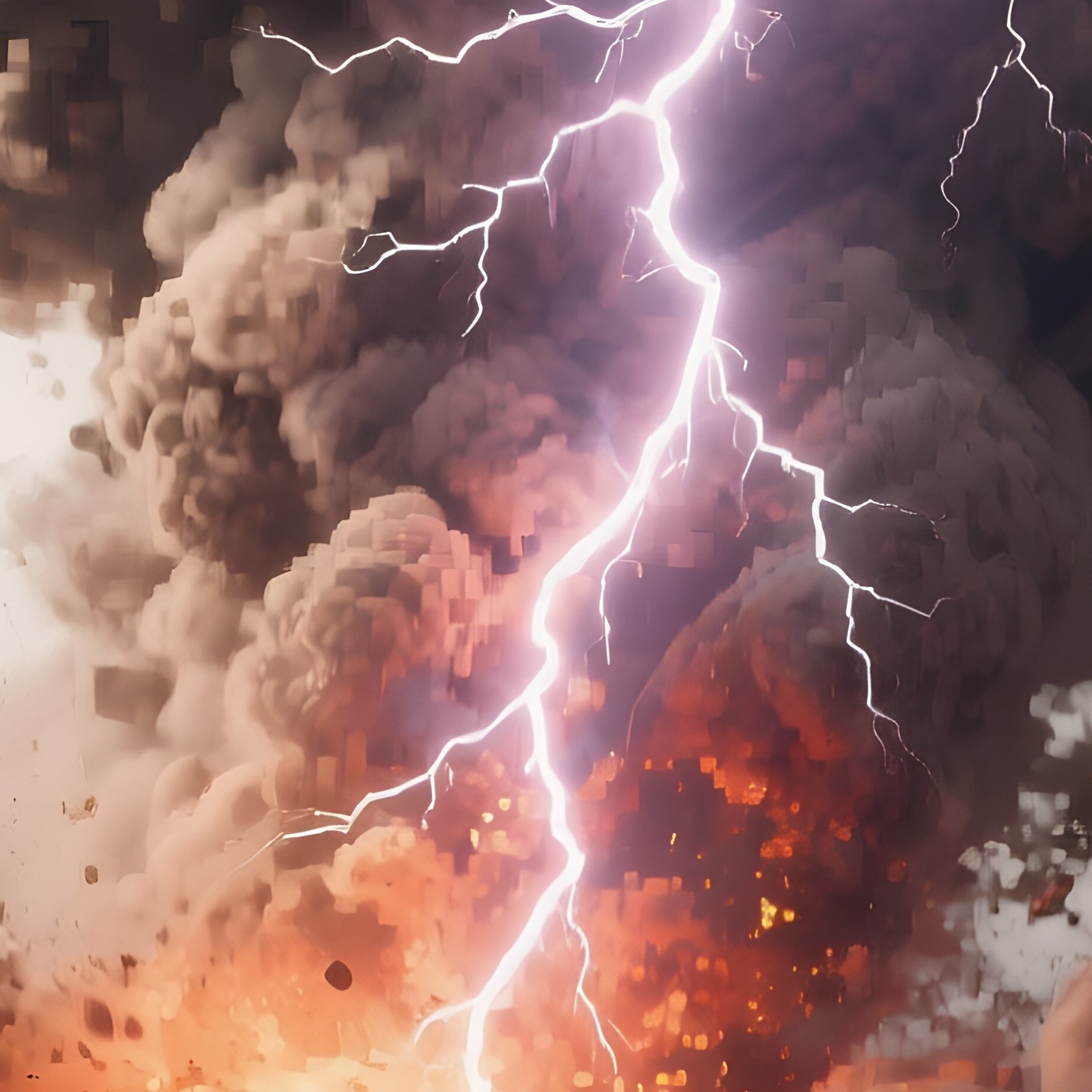 A Lightning Bolt Exploding Through Volcanic Ash Clouds. - Full Resolution Quality Preview