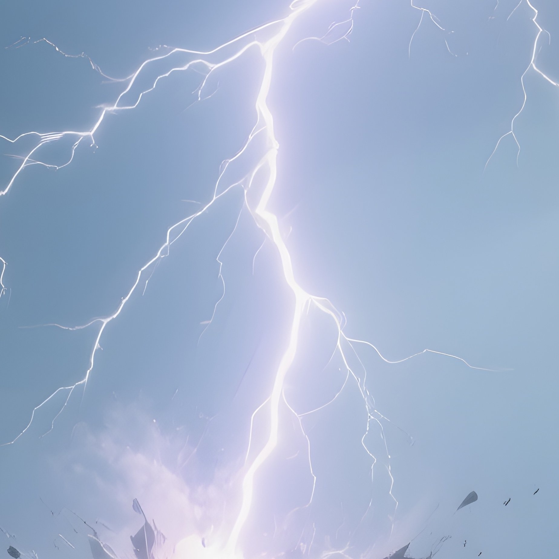 A Lightning Strike Hitting The Surface Of A Calm Ocean. - Full Resolution Quality Preview