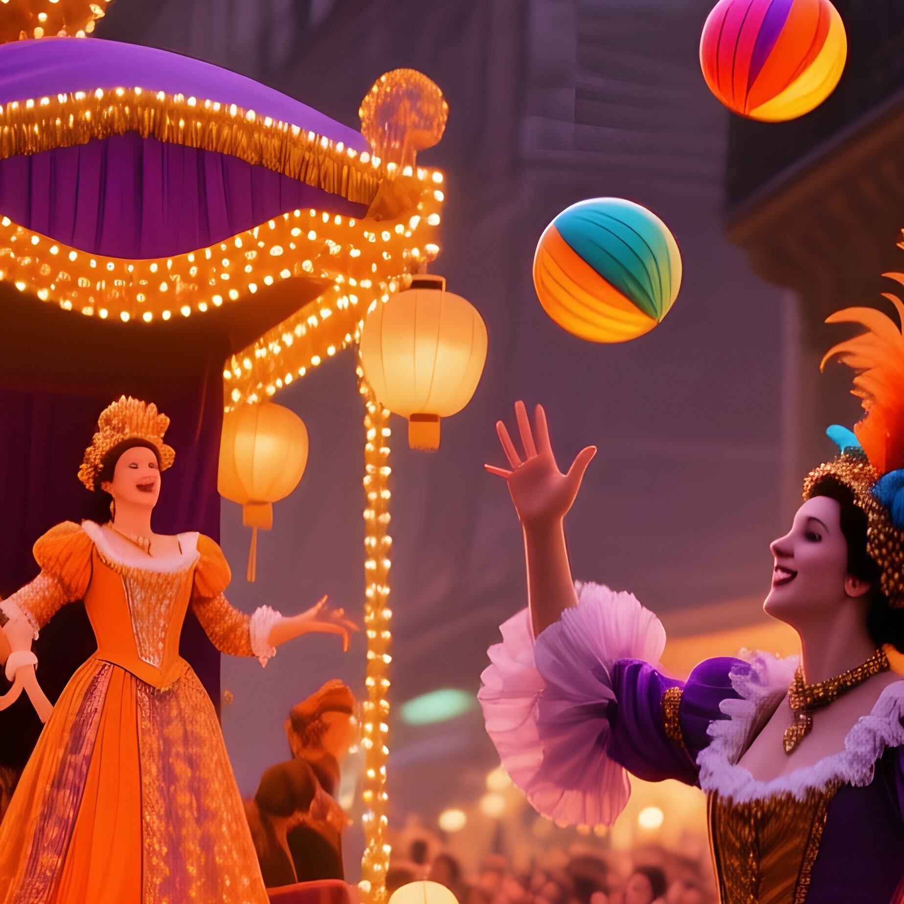 A Lively 19Th Century Parisian Street Carnival At Dusk - Full Resolution Quality Preview