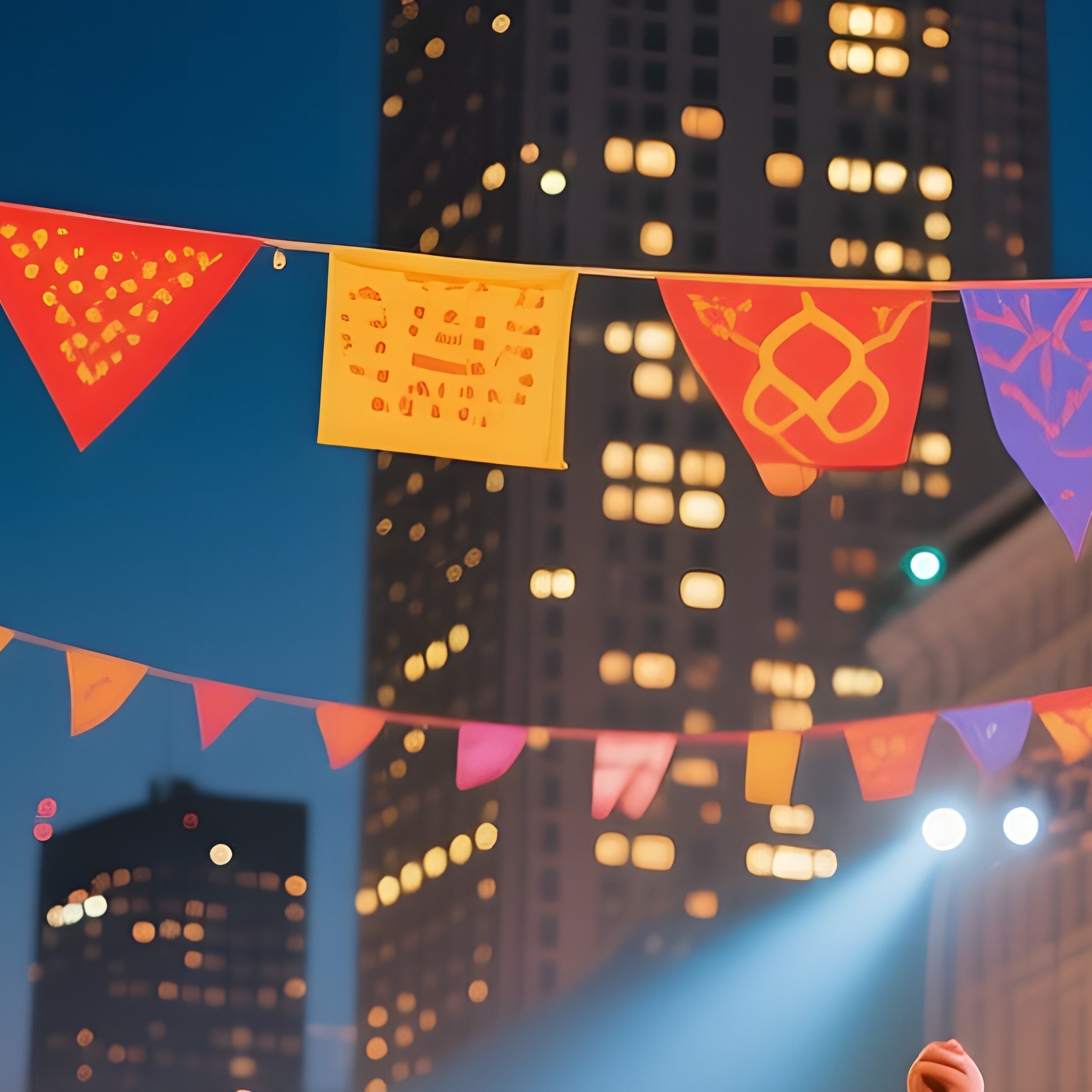 A Lively Street Festival Near The Leningradskaya Hotel, Colorful Banners Fluttering, Dancers - Full Resolution Quality Preview