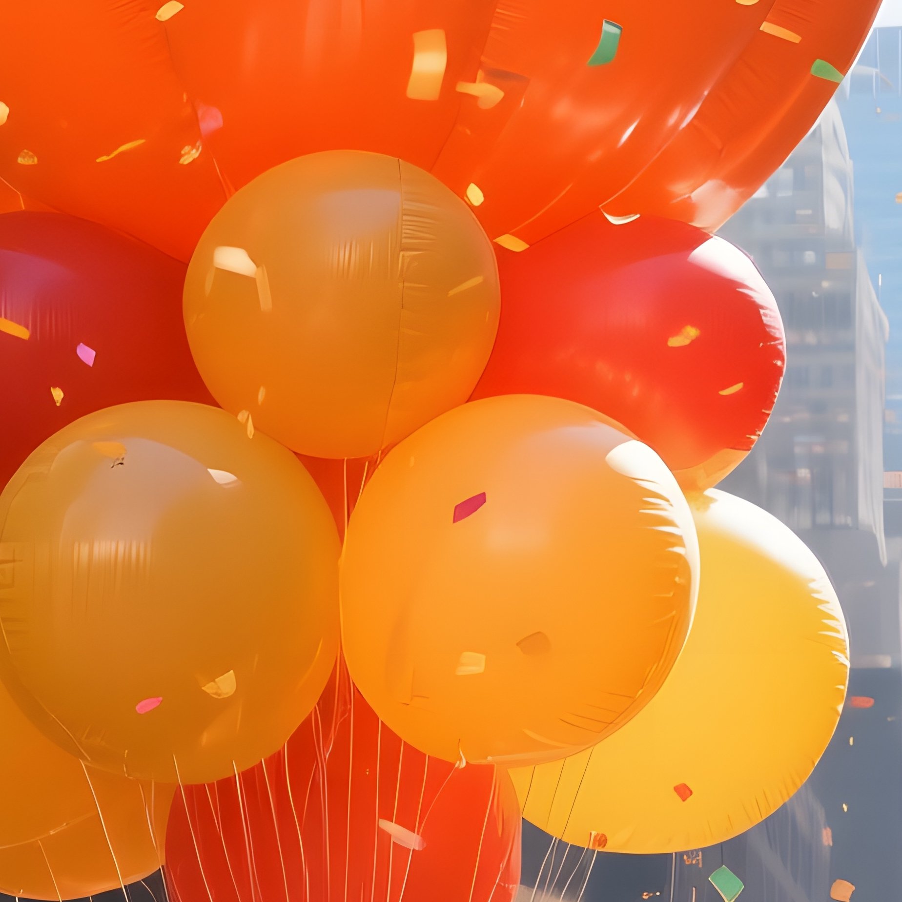 A Lively Street Parade In New York’S Thanksgiving Day Parade, Giant Balloons Towering Over Crowds, - Full Resolution Quality Preview