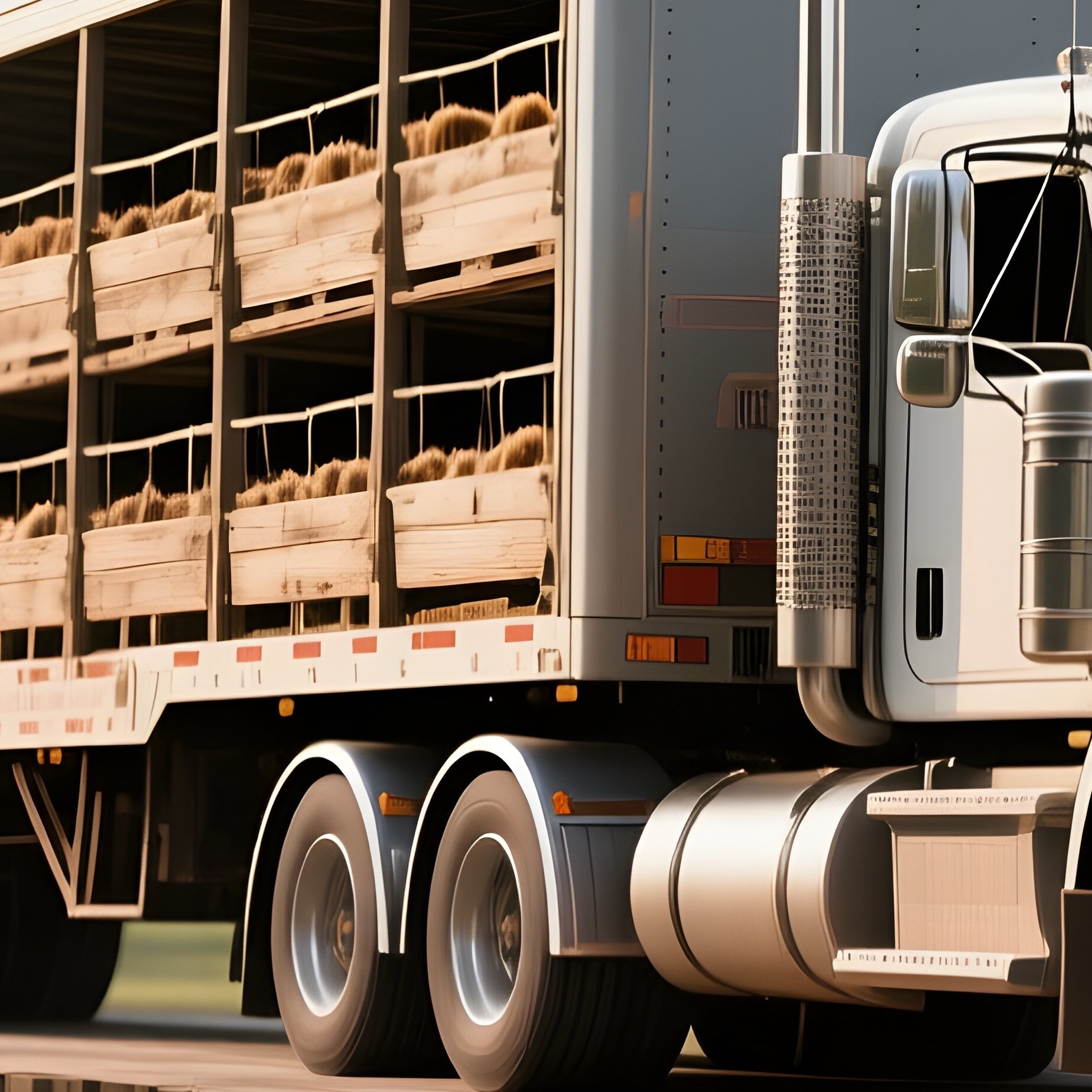 A Livestock Carrier Truck Crossing A Wooden Farm Bridge - Full Resolution Quality Preview