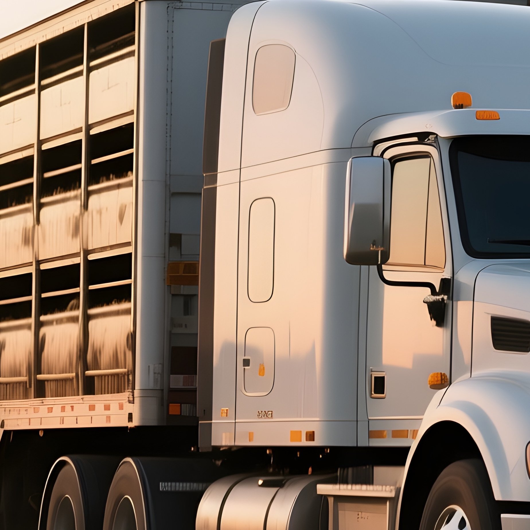 A Livestock Transport Truck Standing On A Farm Road At Early Dawn - Full Resolution Quality Preview